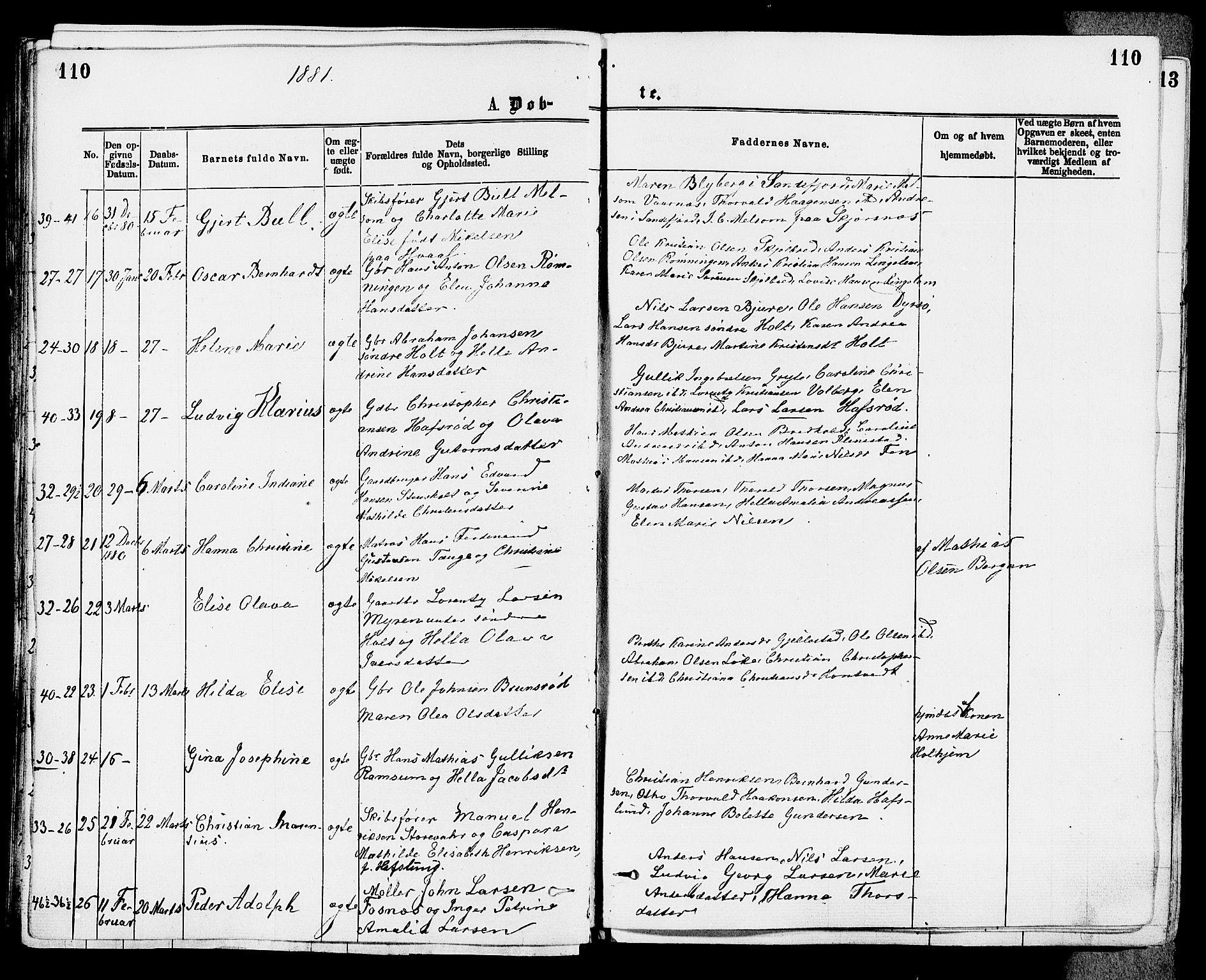 Stokke kirkebøker, AV/SAKO-A-320/F/Fa/L0009: Parish register (official) no. I 9, 1872-1883, p. 110