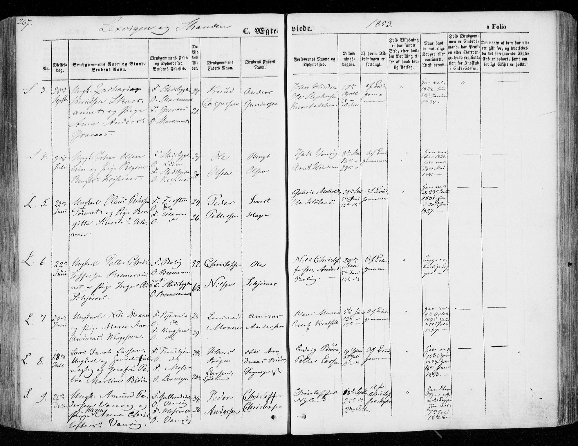 Ministerialprotokoller, klokkerbøker og fødselsregistre - Nord-Trøndelag, SAT/A-1458/701/L0007: Parish register (official) no. 701A07 /1, 1842-1854, p. 267