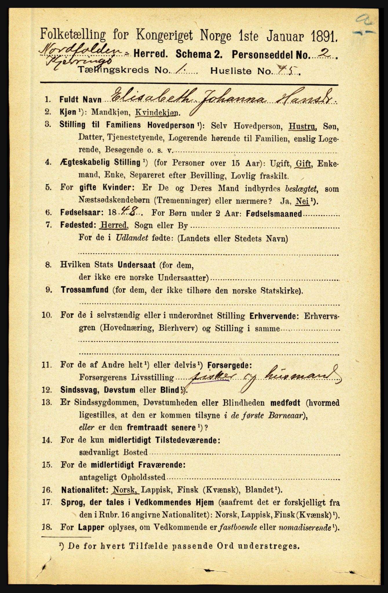 RA, 1891 census for 1846 Nordfold-Kjerringøy, 1891, p. 378