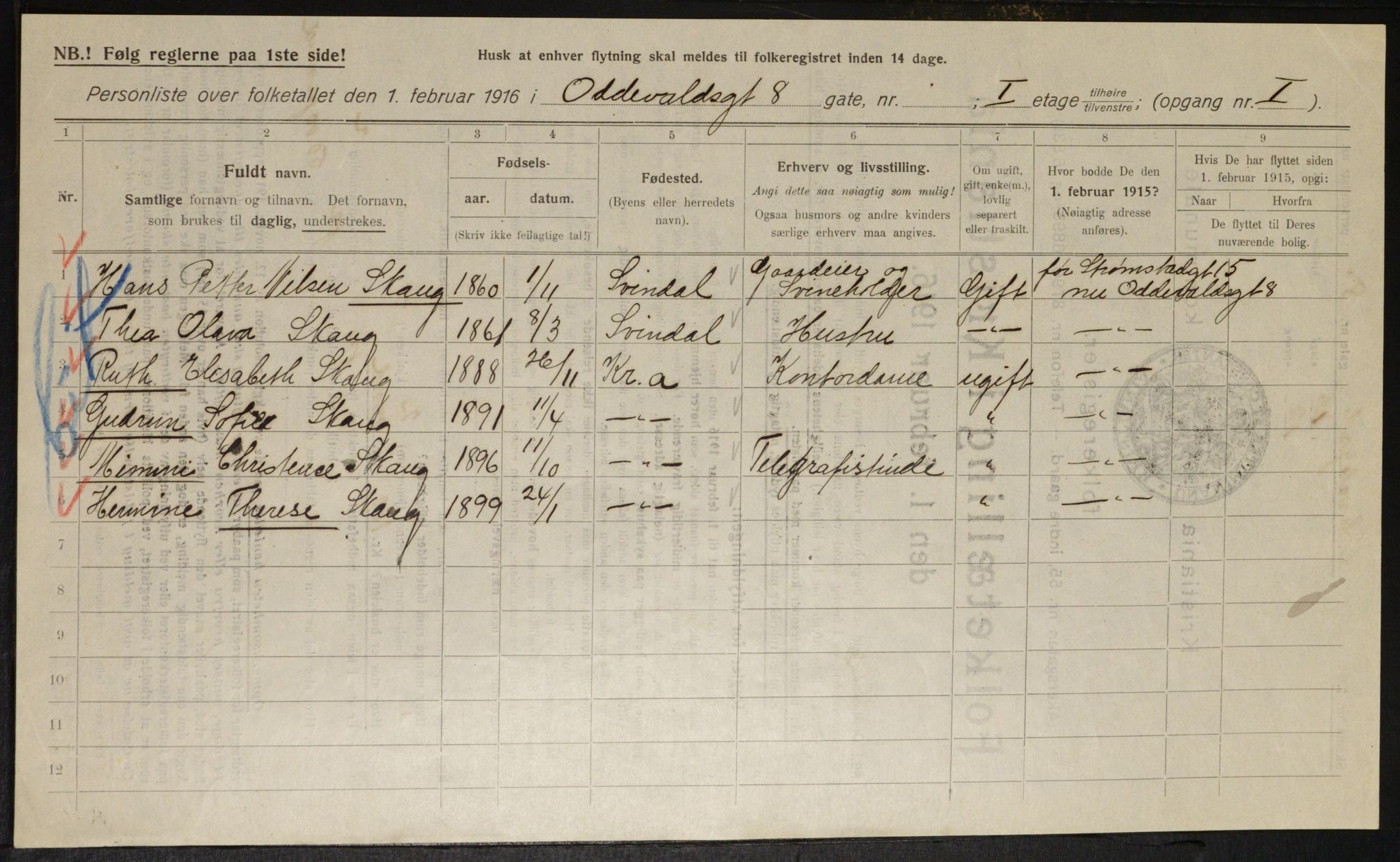 OBA, Municipal Census 1916 for Kristiania, 1916, p. 76254