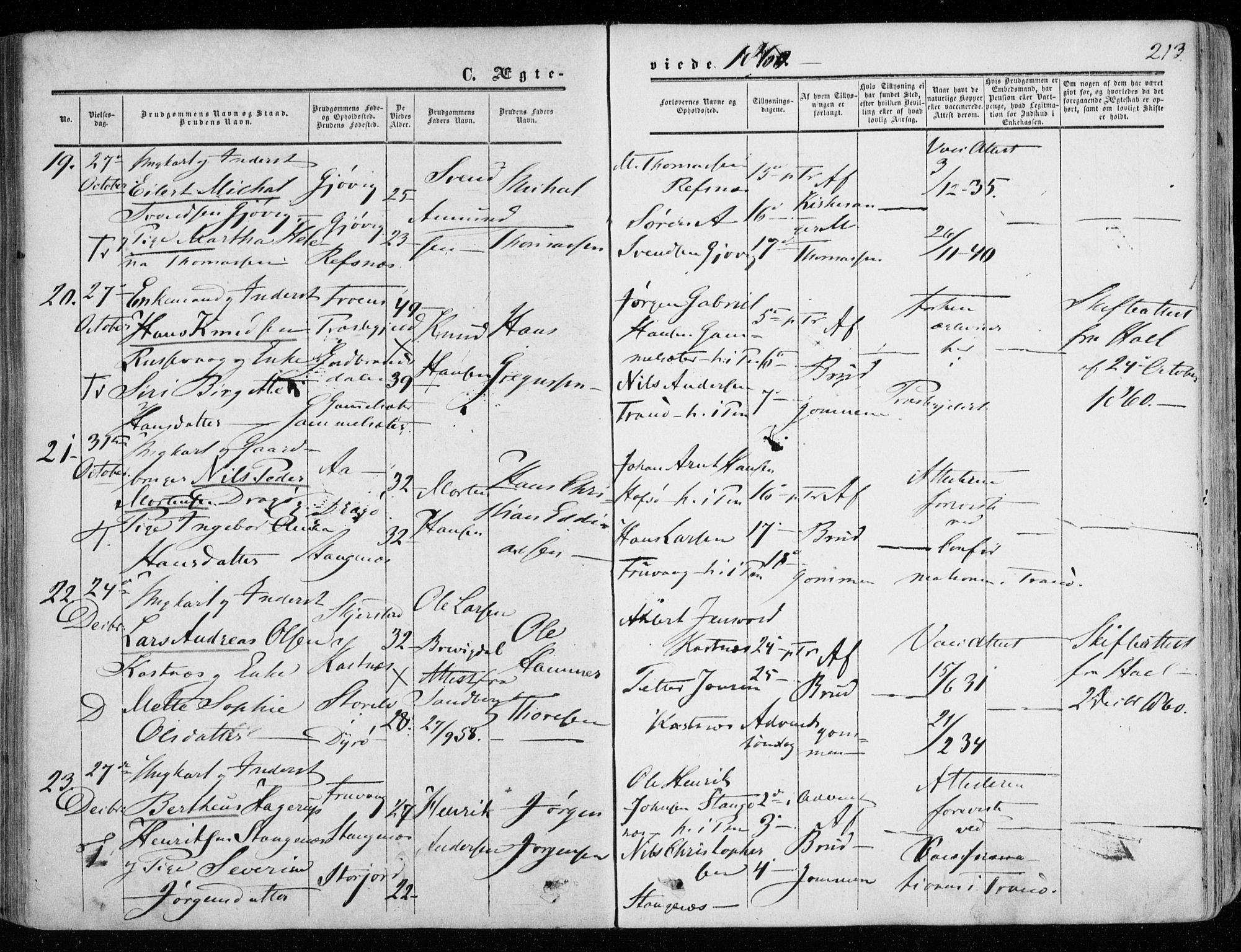 Tranøy sokneprestkontor, AV/SATØ-S-1313/I/Ia/Iaa/L0007kirke: Parish register (official) no. 7, 1856-1866, p. 213