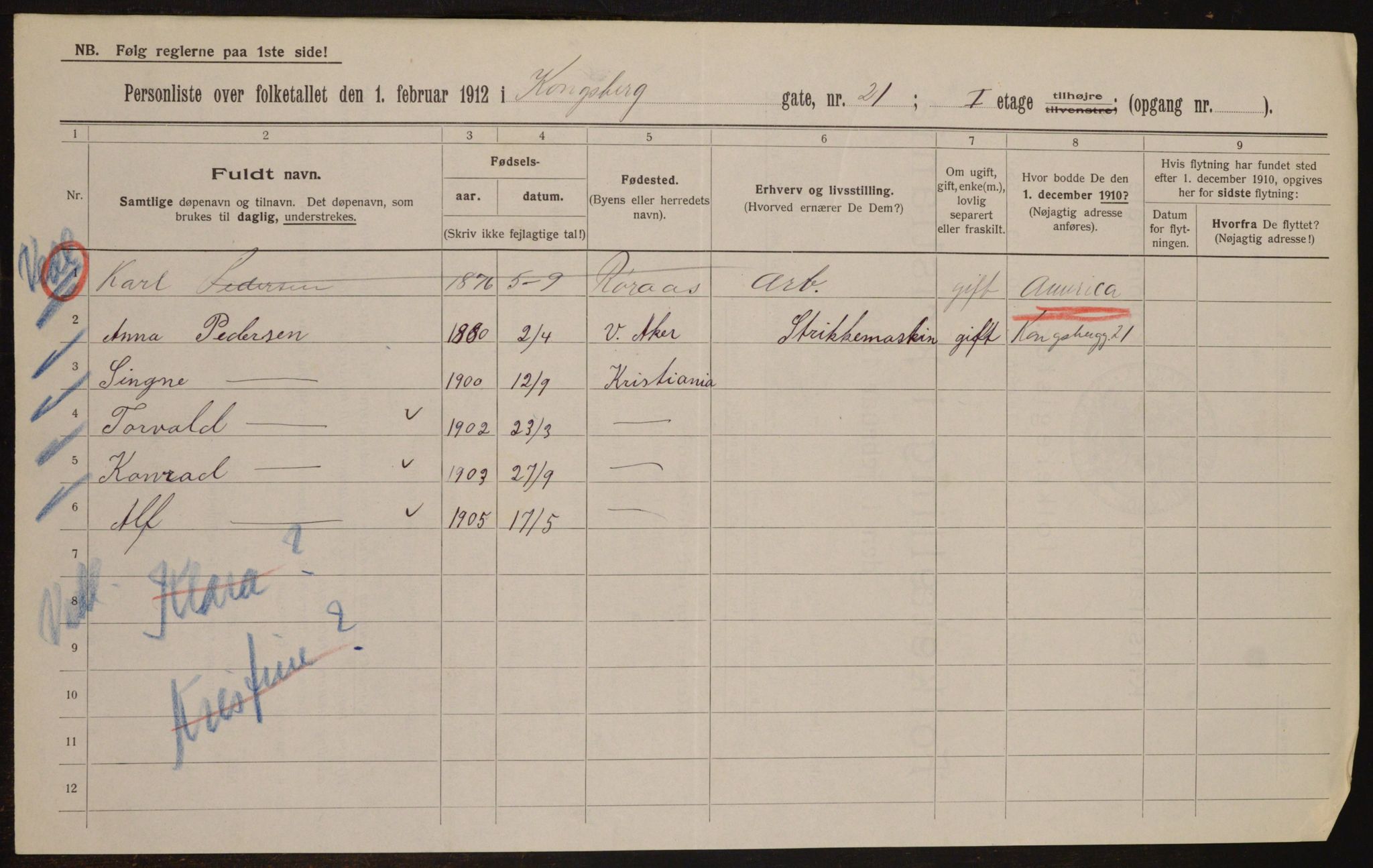 OBA, Municipal Census 1912 for Kristiania, 1912, p. 53245