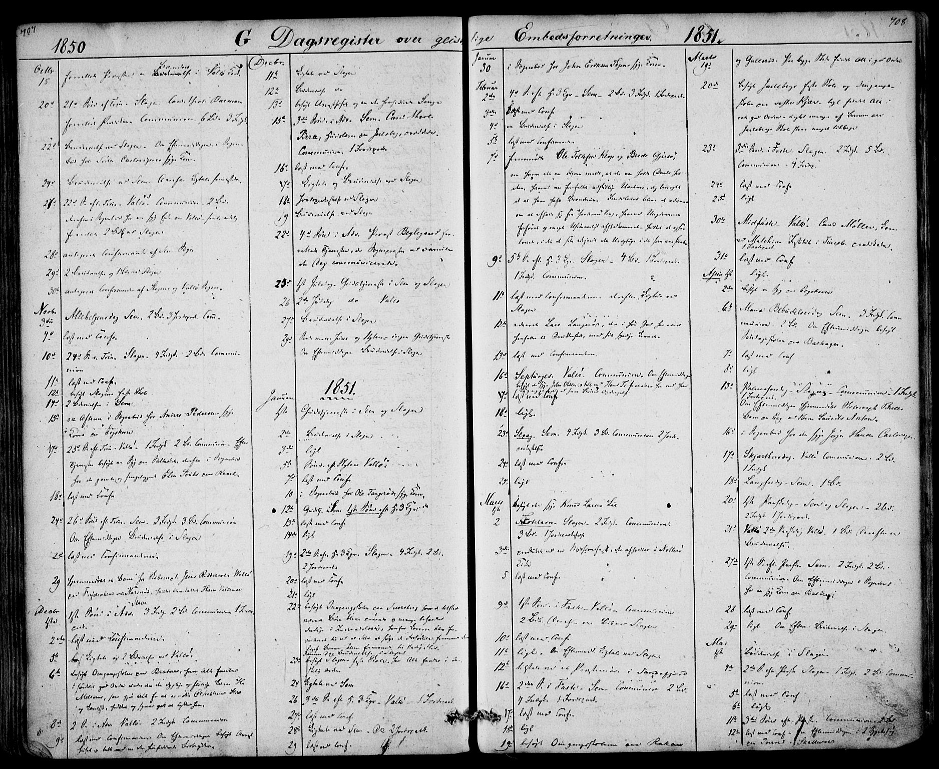 Sem kirkebøker, SAKO/A-5/F/Fa/L0006: Parish register (official) no. I 6, 1843-1855, p. 707-708