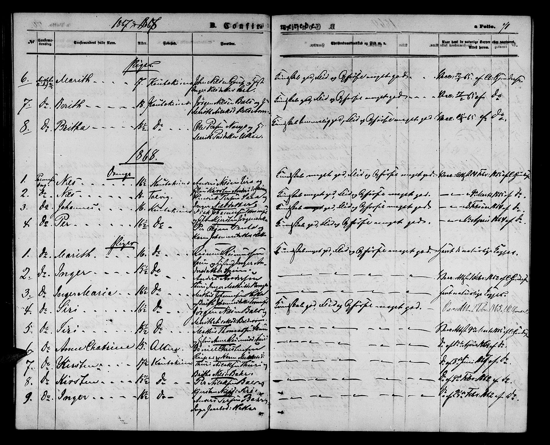 Kautokeino sokneprestembete, SATØ/S-1340/H/Hb/L0001.klokk: Parish register (copy) no. 1, 1862-1878, p. 71