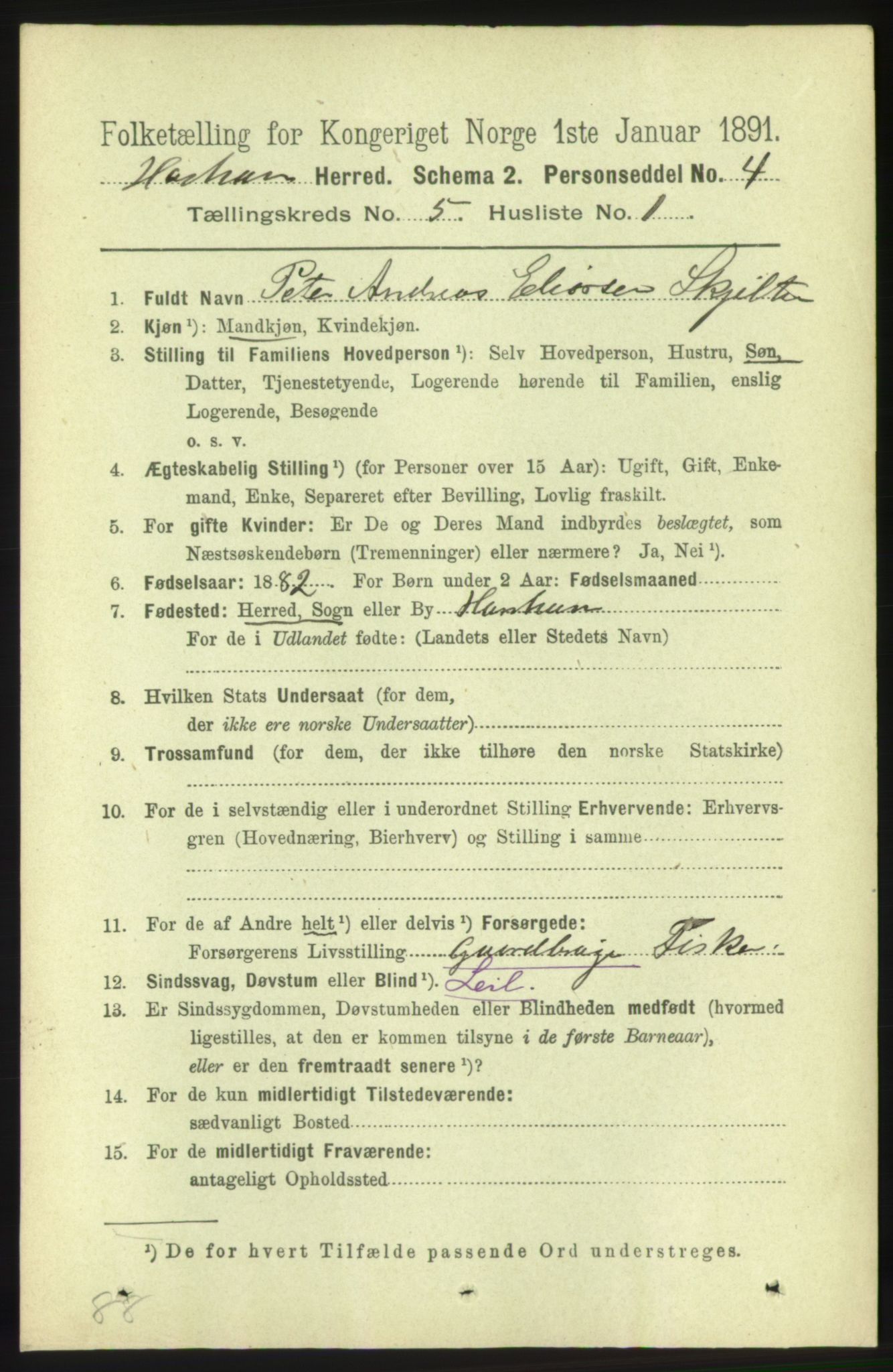 RA, 1891 census for 1534 Haram, 1891, p. 2399