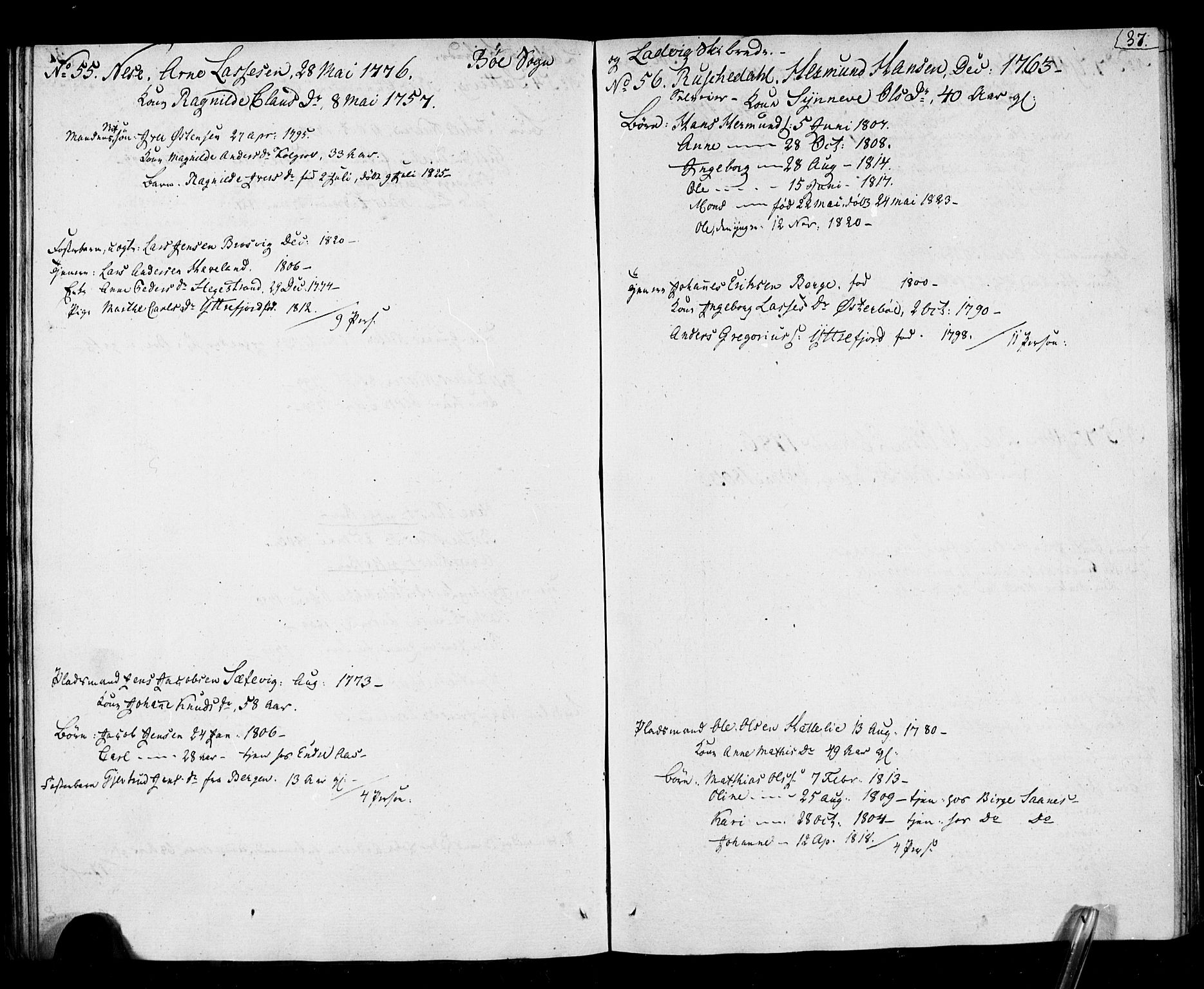 , Census 1825 for Lavik, 1825, p. 38