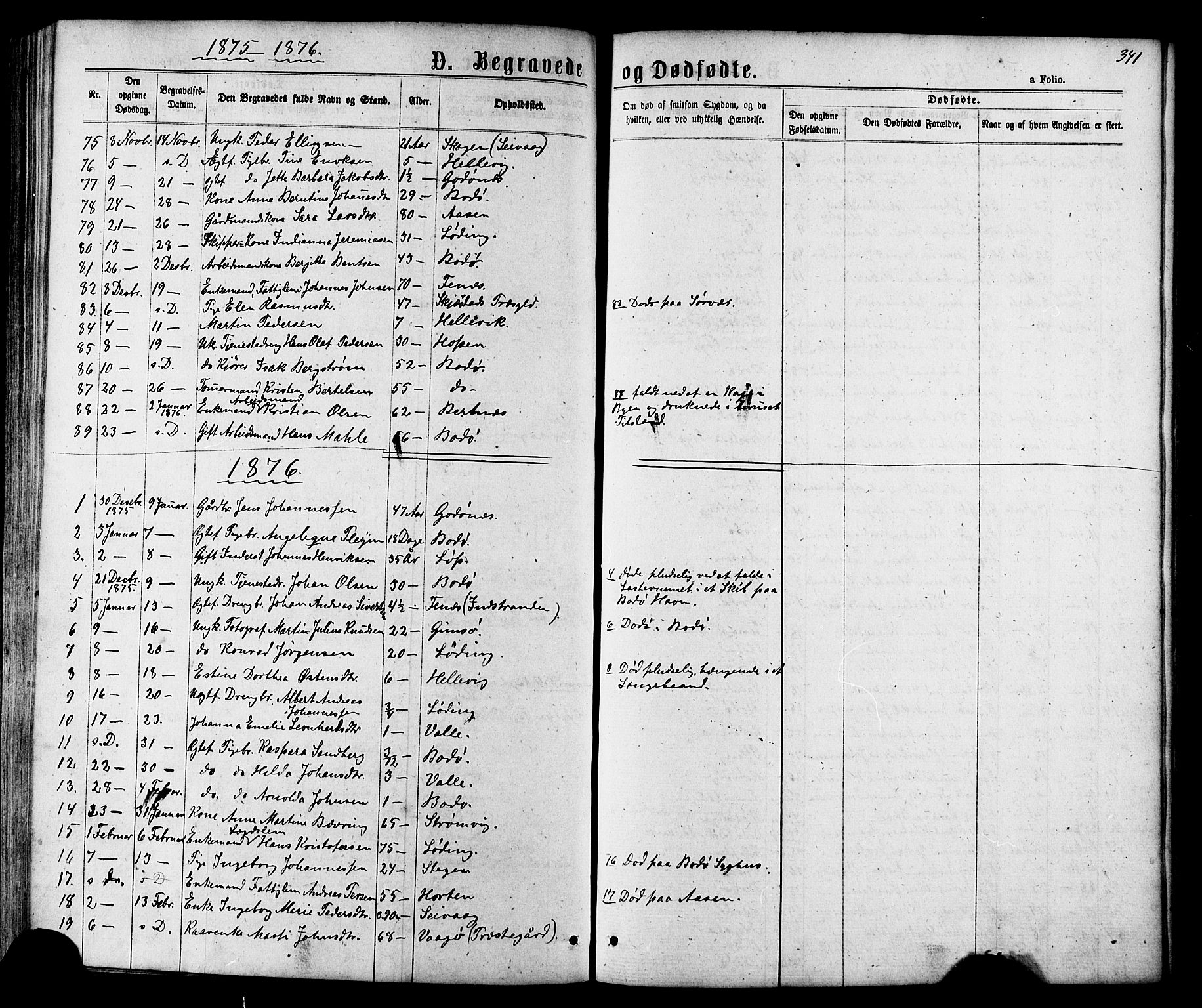 Ministerialprotokoller, klokkerbøker og fødselsregistre - Nordland, AV/SAT-A-1459/801/L0029: Parish register (copy) no. 801C04, 1868-1878, p. 341