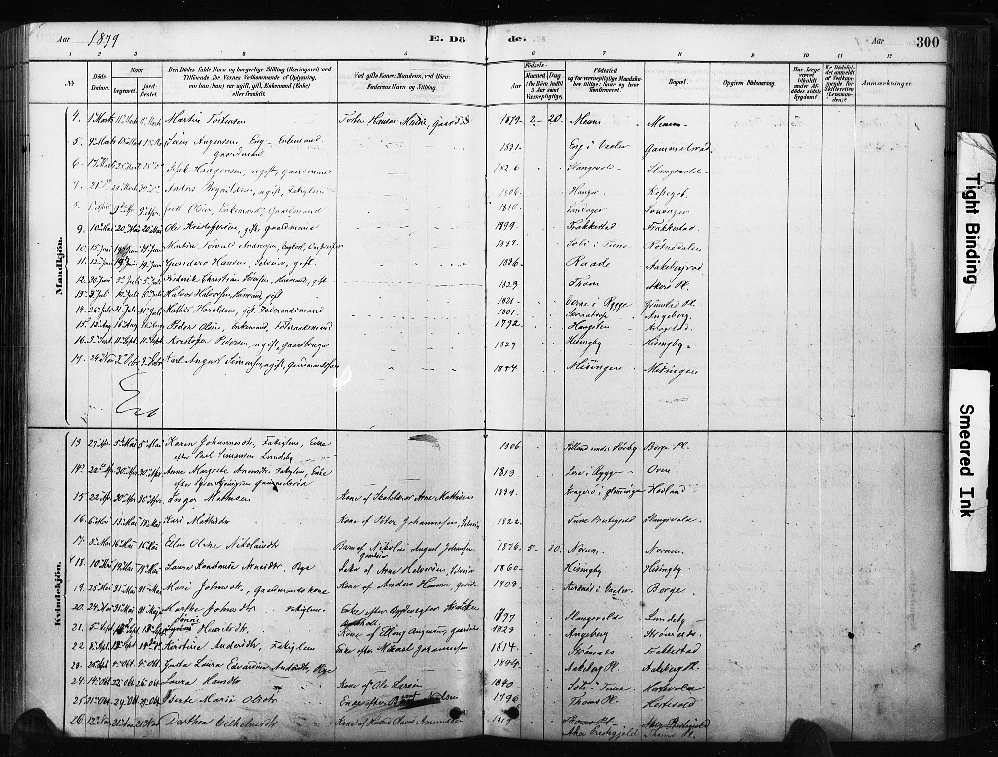 Råde prestekontor kirkebøker, SAO/A-2009/F/Fa/L0007: Parish register (official) no. 7, 1878-1902, p. 300