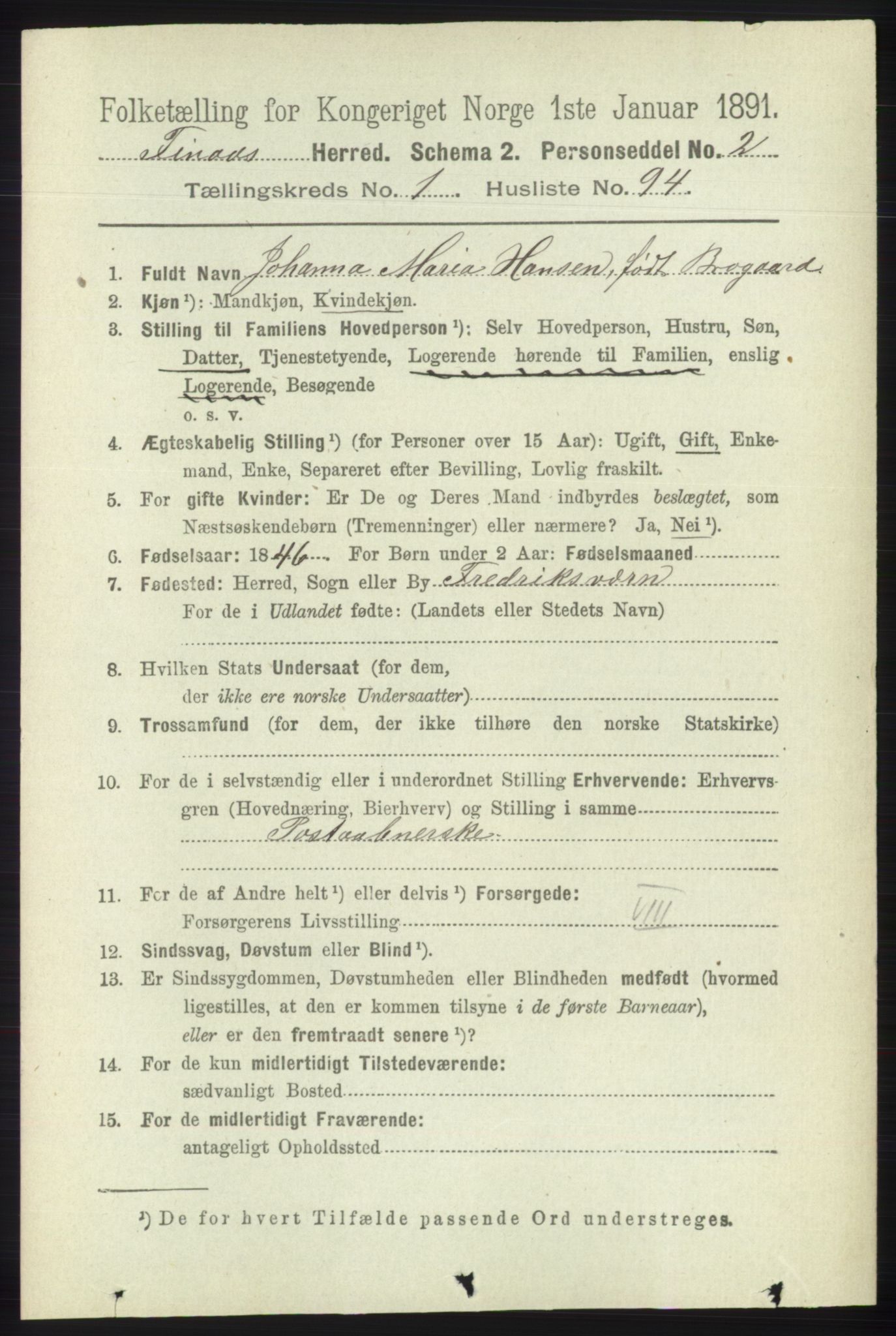 RA, 1891 census for 1218 Finnås, 1891, p. 720