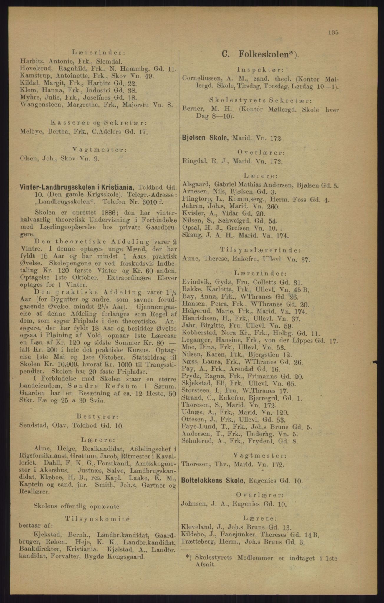 Kristiania/Oslo adressebok, PUBL/-, 1905, p. 135