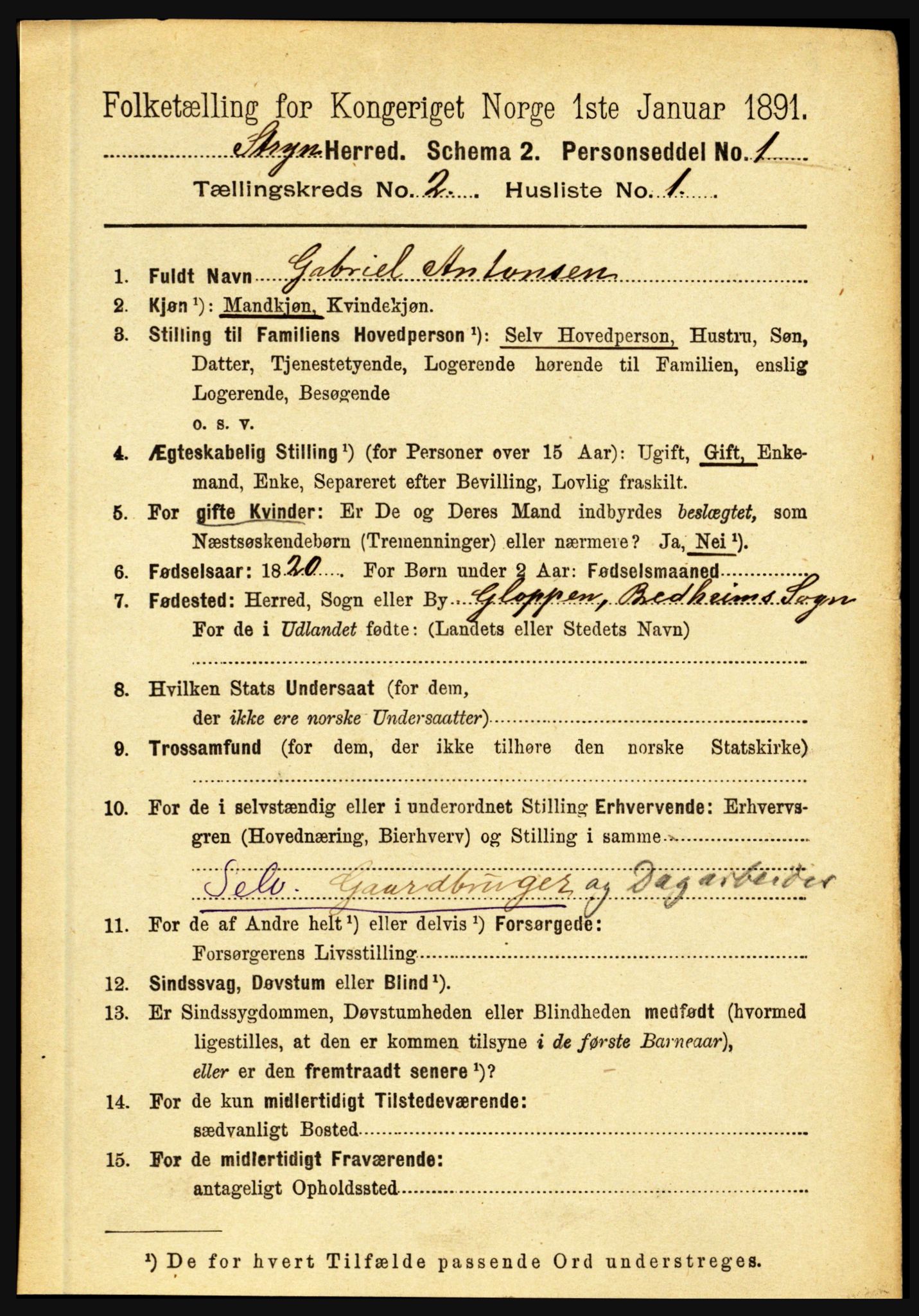 RA, 1891 census for 1448 Stryn, 1891, p. 340