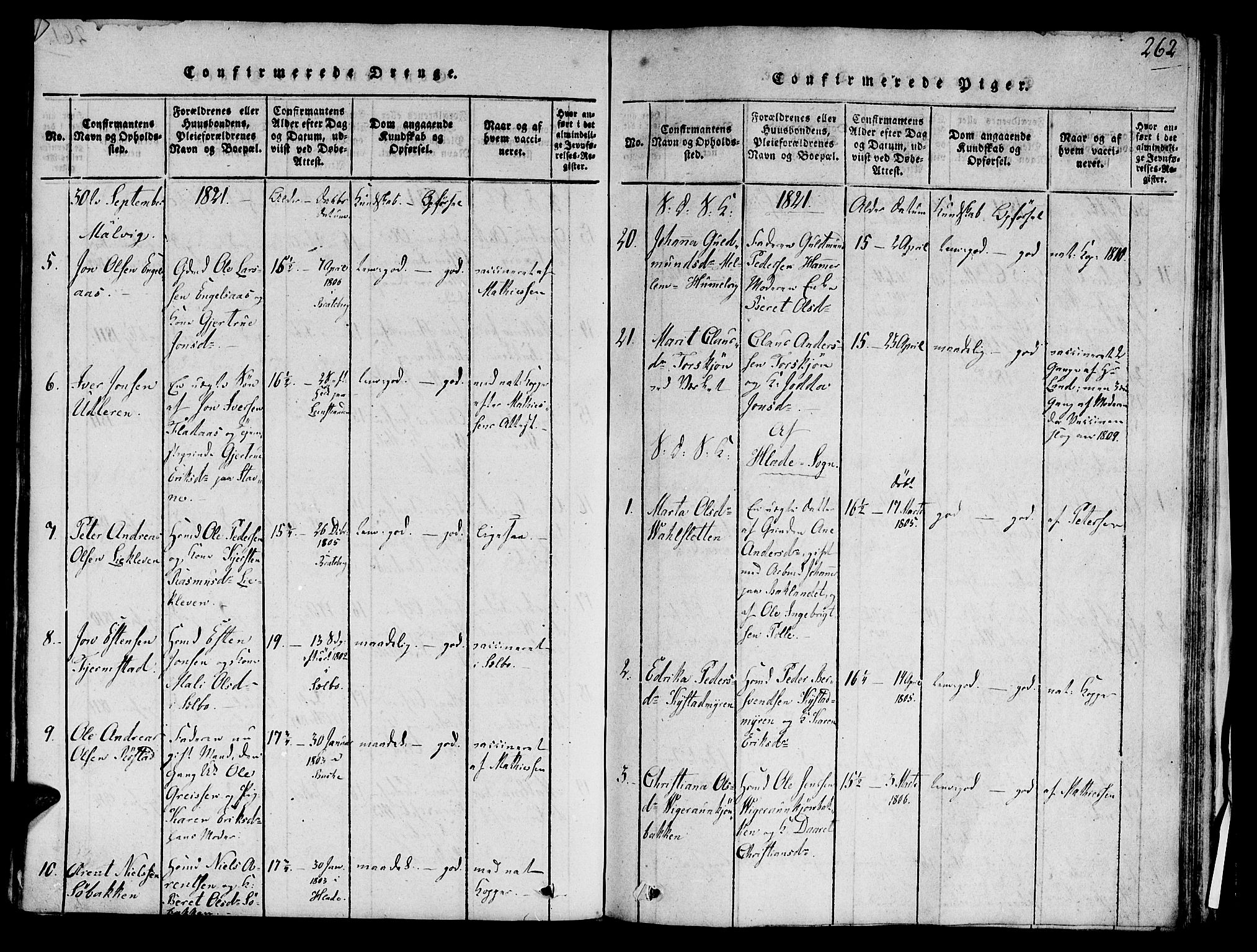 Ministerialprotokoller, klokkerbøker og fødselsregistre - Sør-Trøndelag, AV/SAT-A-1456/606/L0283: Parish register (official) no. 606A03 /1, 1818-1823, p. 262