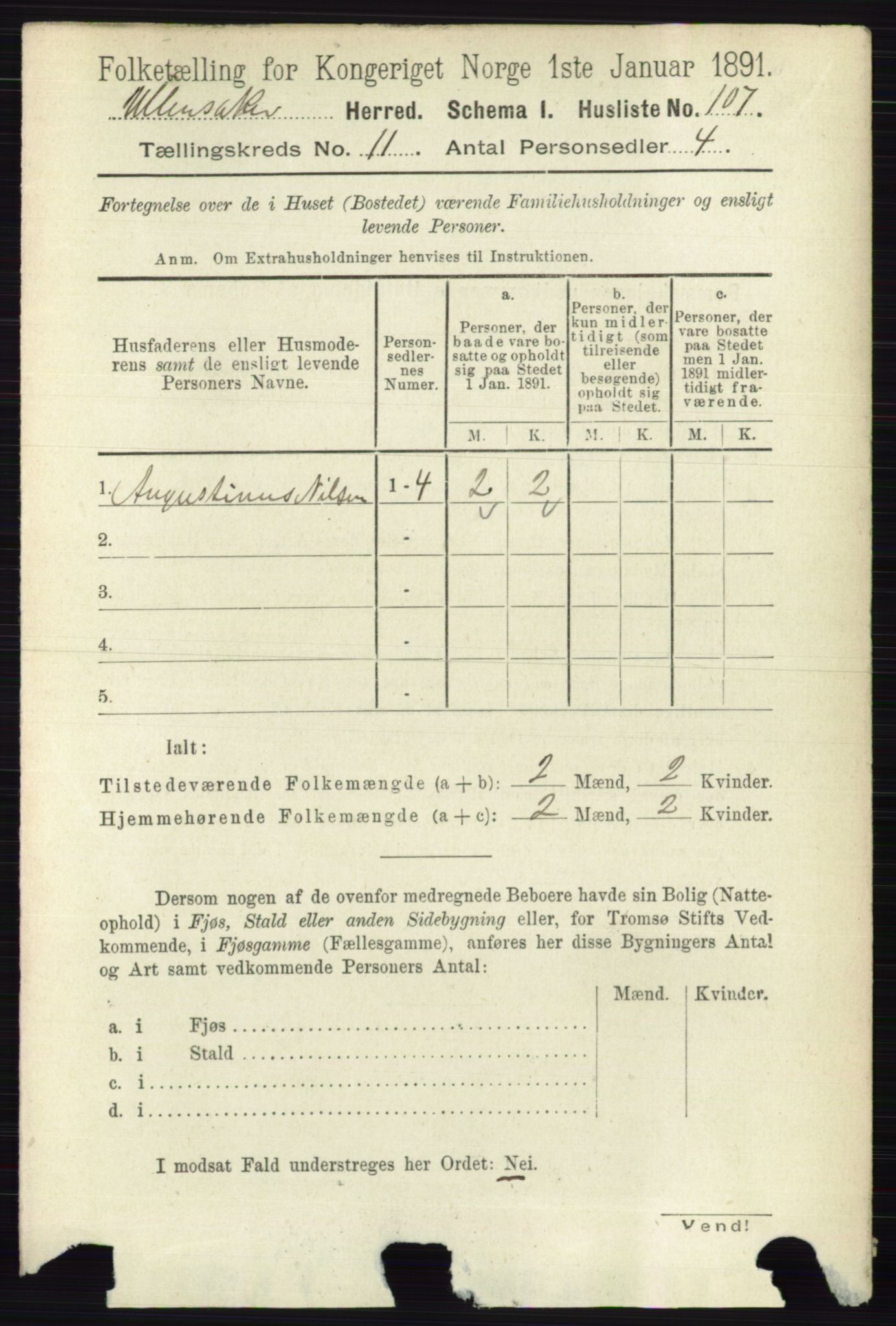 RA, 1891 census for 0235 Ullensaker, 1891, p. 4917