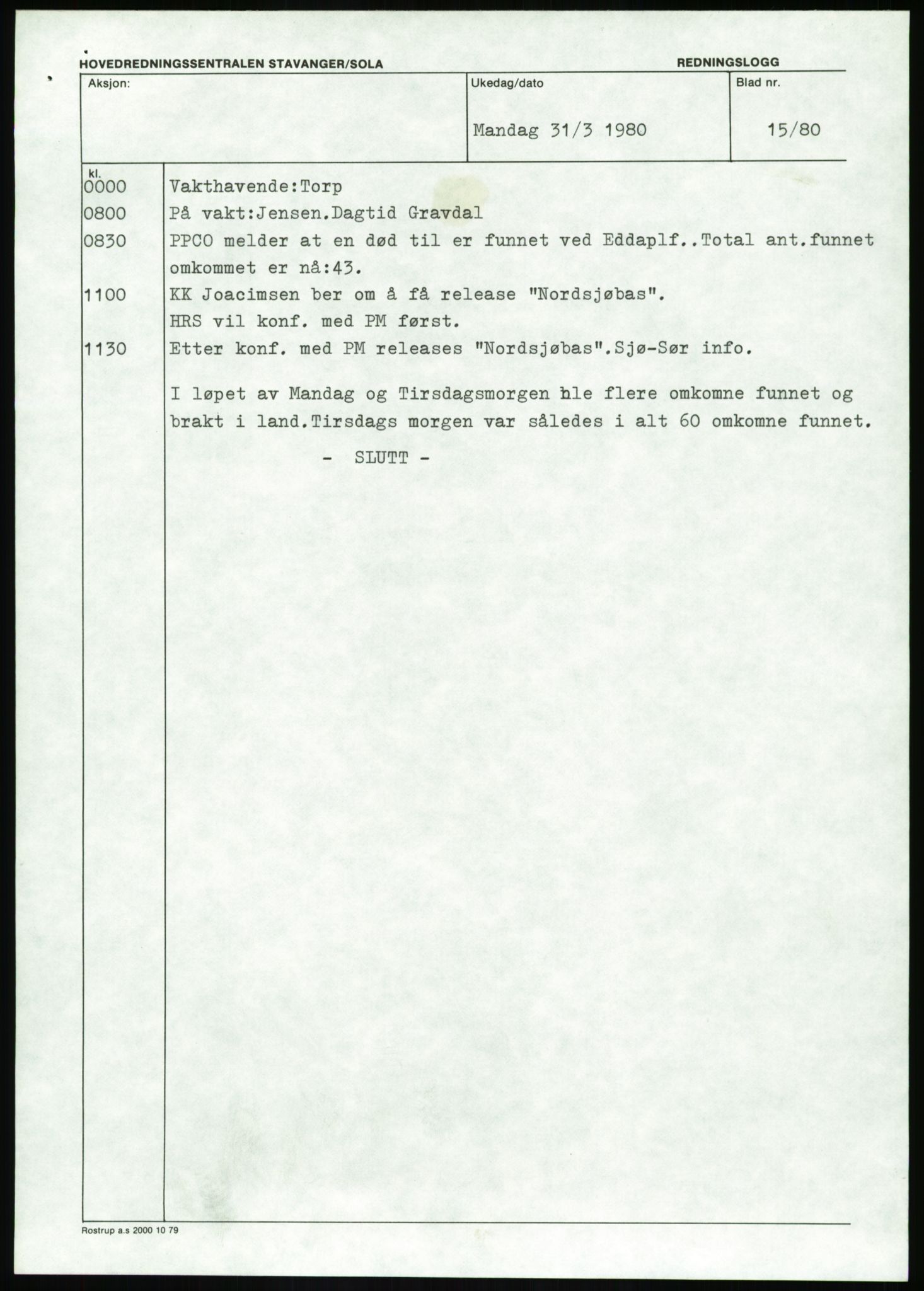 Justisdepartementet, Granskningskommisjonen ved Alexander Kielland-ulykken 27.3.1980, AV/RA-S-1165/D/L0017: P Hjelpefartøy (Doku.liste + P1-P6 av 6)/Q Hovedredningssentralen (Q0-Q27 av 27), 1980-1981, p. 541