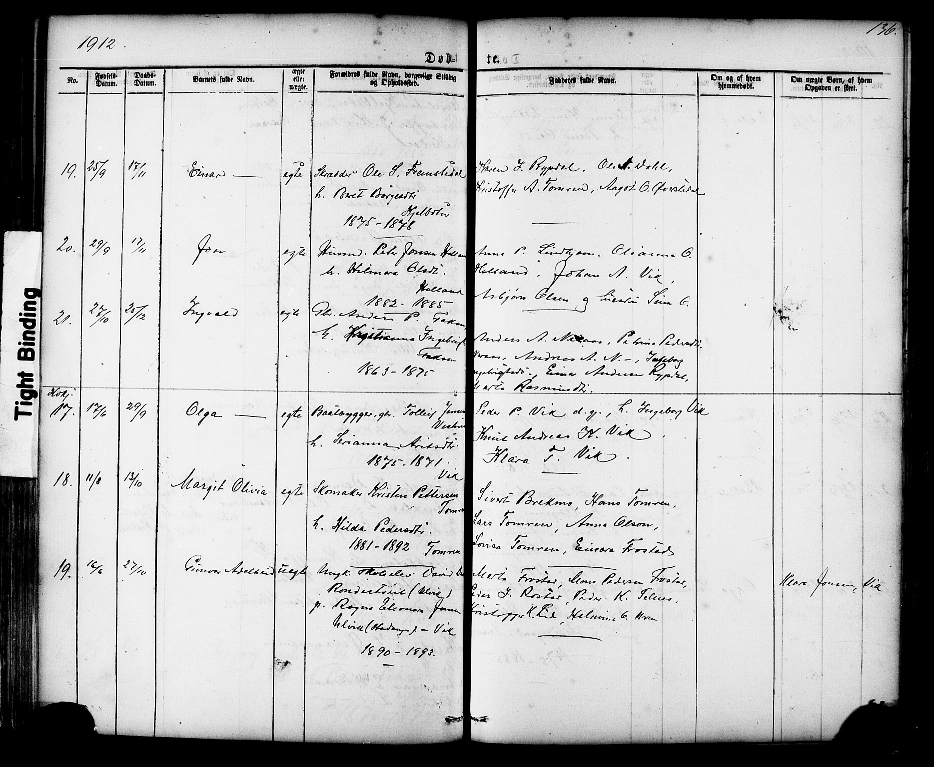 Ministerialprotokoller, klokkerbøker og fødselsregistre - Møre og Romsdal, AV/SAT-A-1454/539/L0536: Parish register (copy) no. 539C02, 1867-1913, p. 136