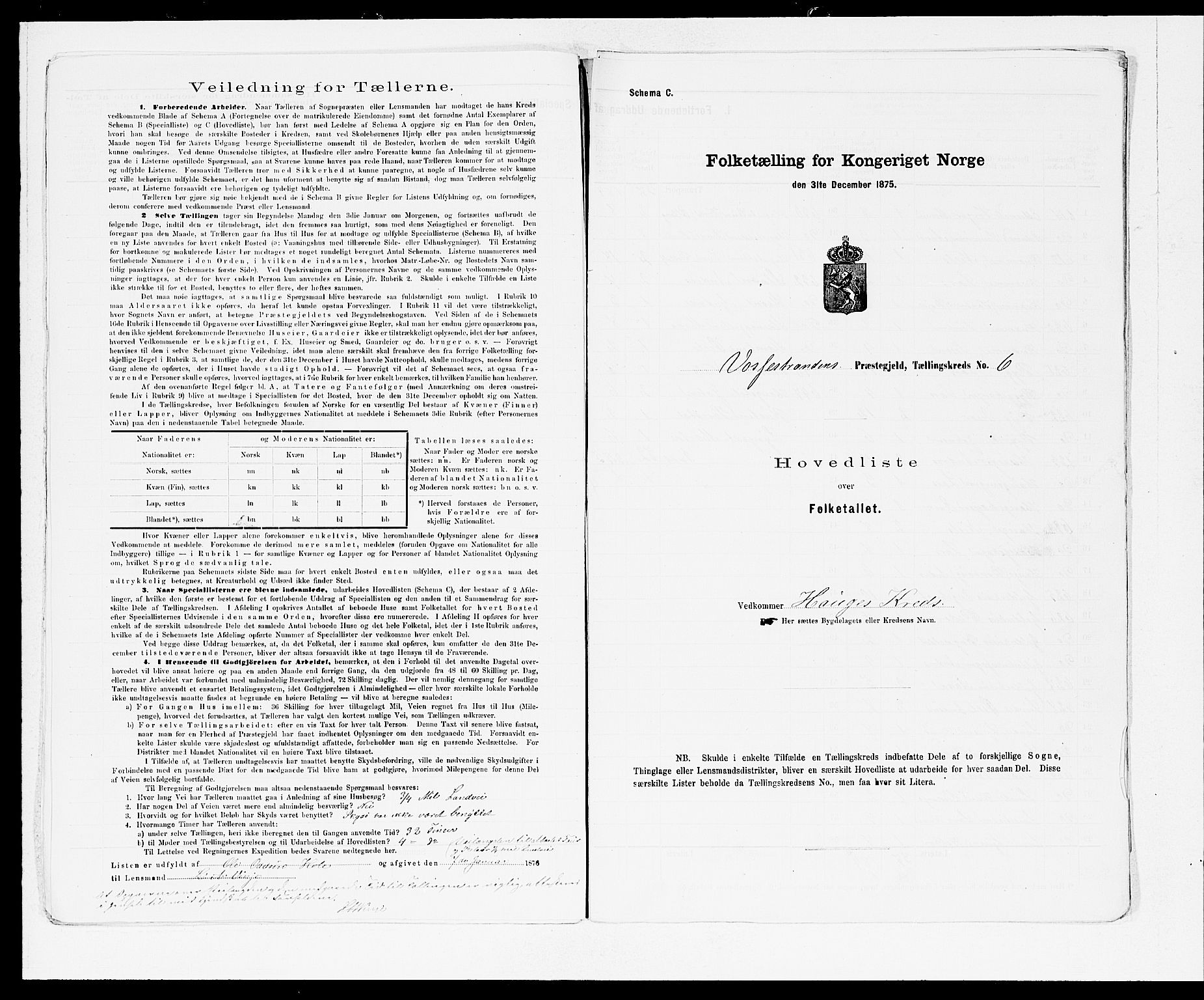 SAB, 1875 census for 1236P Vossestrand, 1875, p. 12