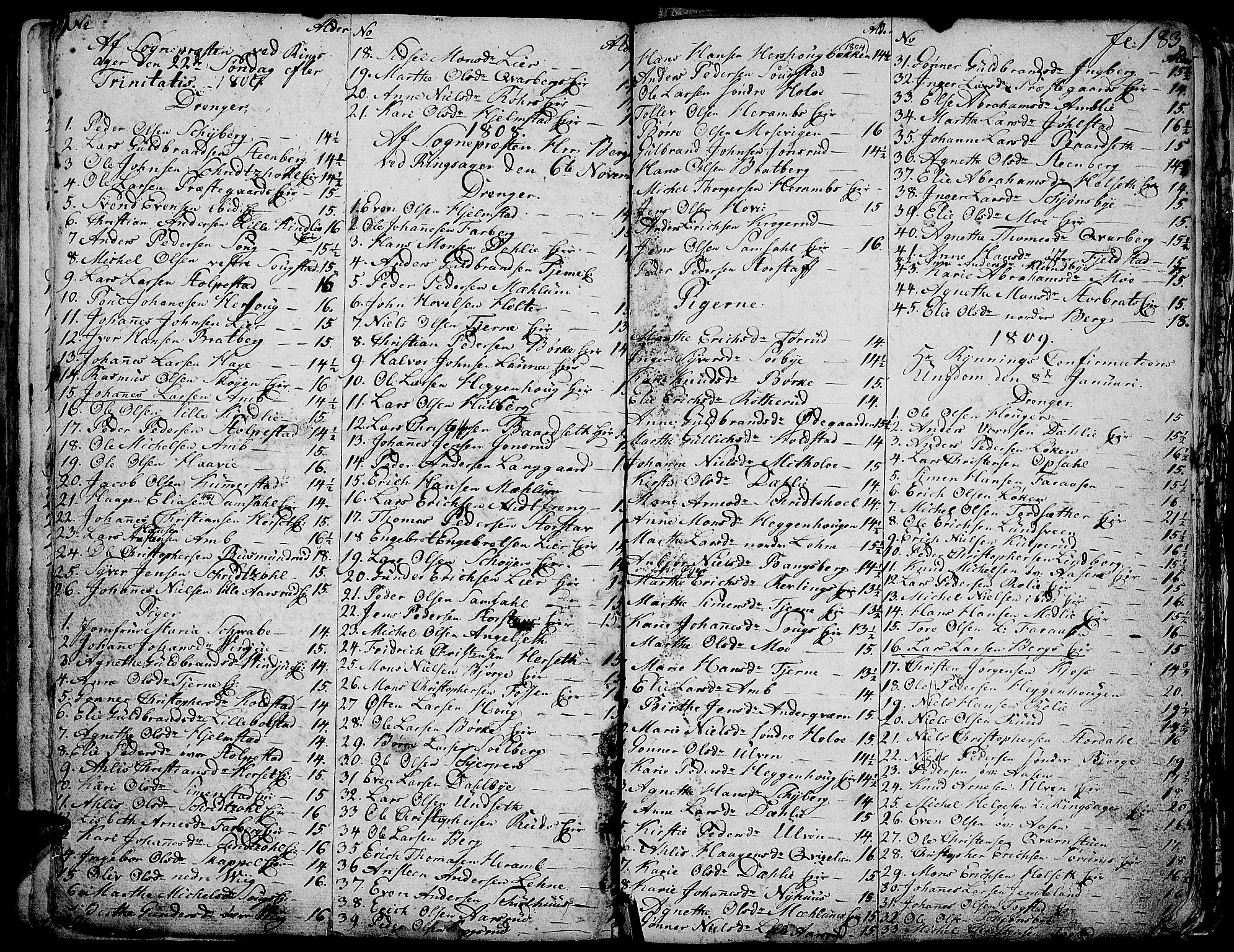 Ringsaker prestekontor, SAH/PREST-014/K/Ka/L0004: Parish register (official) no. 4, 1799-1814, p. 183