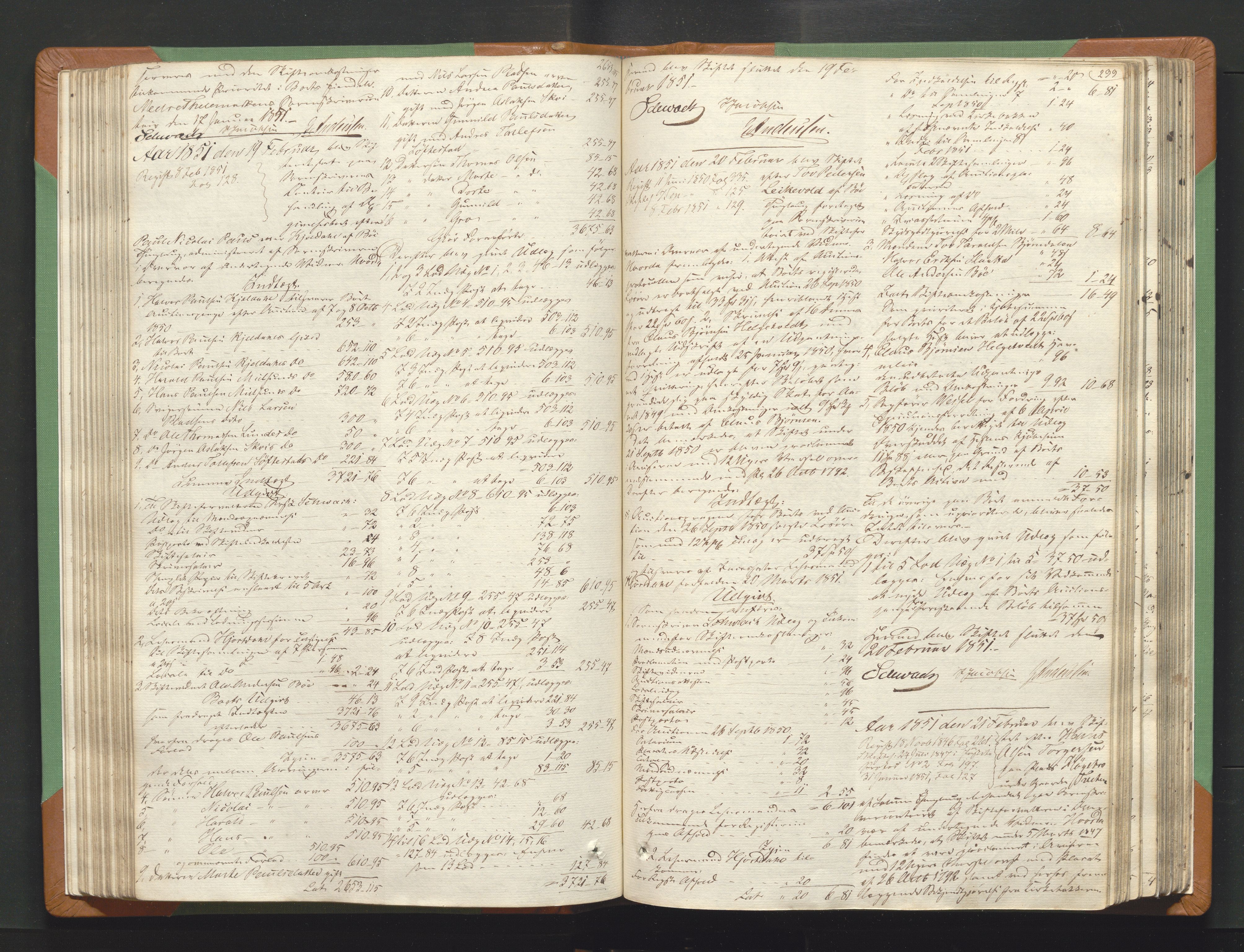 Nedre Telemark sorenskriveri, AV/SAKO-A-135/H/Hb/Hbe/L0001: Skifteutlodningsprotokoll, 1842-1857, p. 298b-299a
