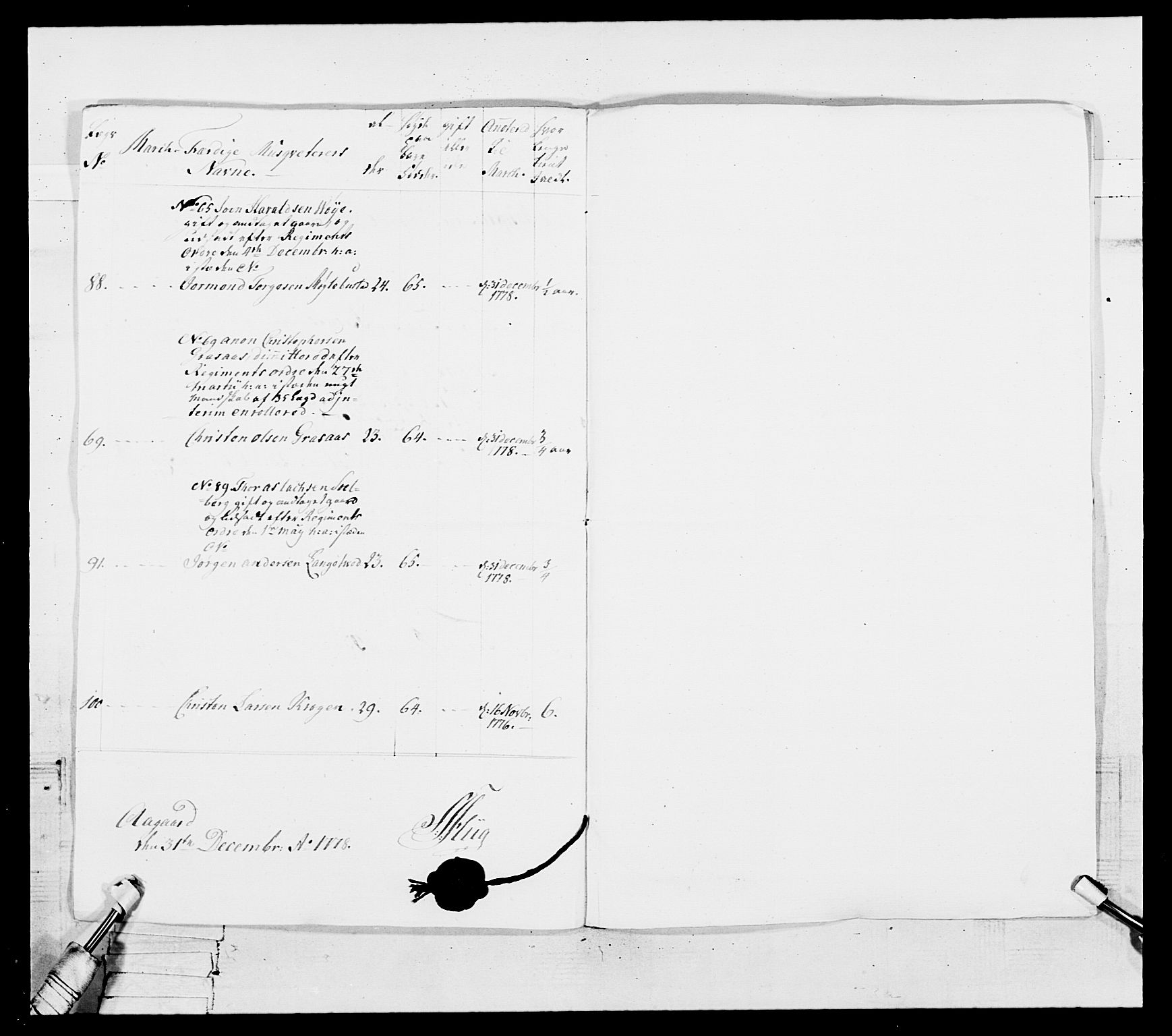 Generalitets- og kommissariatskollegiet, Det kongelige norske kommissariatskollegium, AV/RA-EA-5420/E/Eh/L0102: 1. Vesterlenske nasjonale infanteriregiment, 1778-1780, p. 13