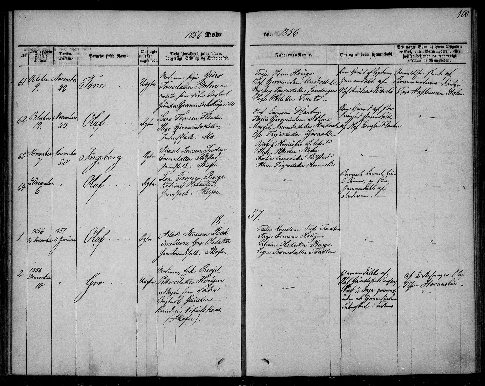 Mo kirkebøker, SAKO/A-286/F/Fa/L0005: Parish register (official) no. I 5, 1844-1864, p. 100