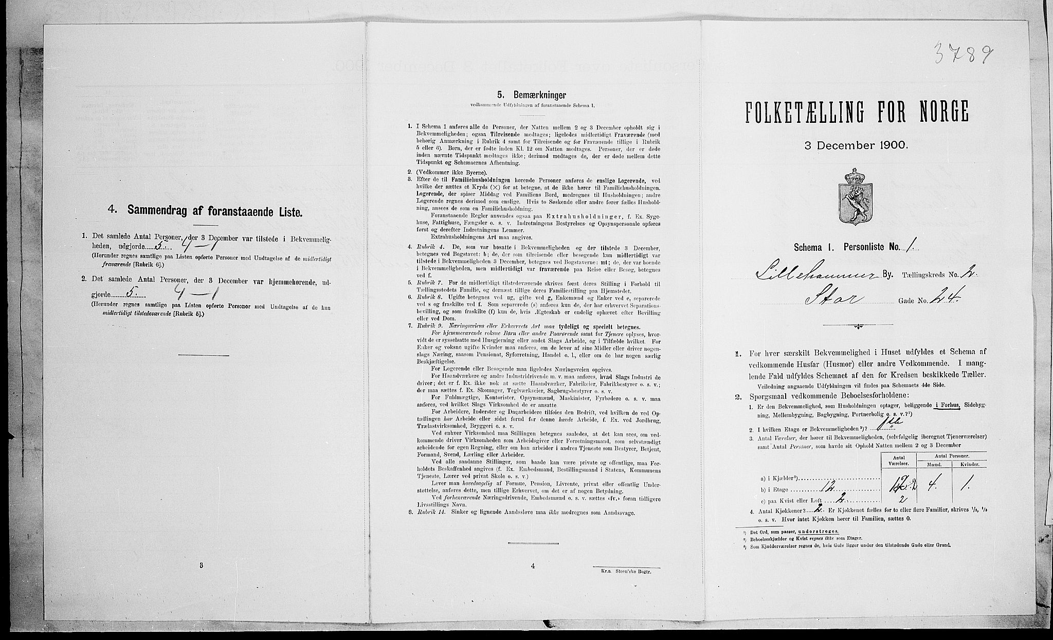 SAH, 1900 census for Lillehammer, 1900, p. 30