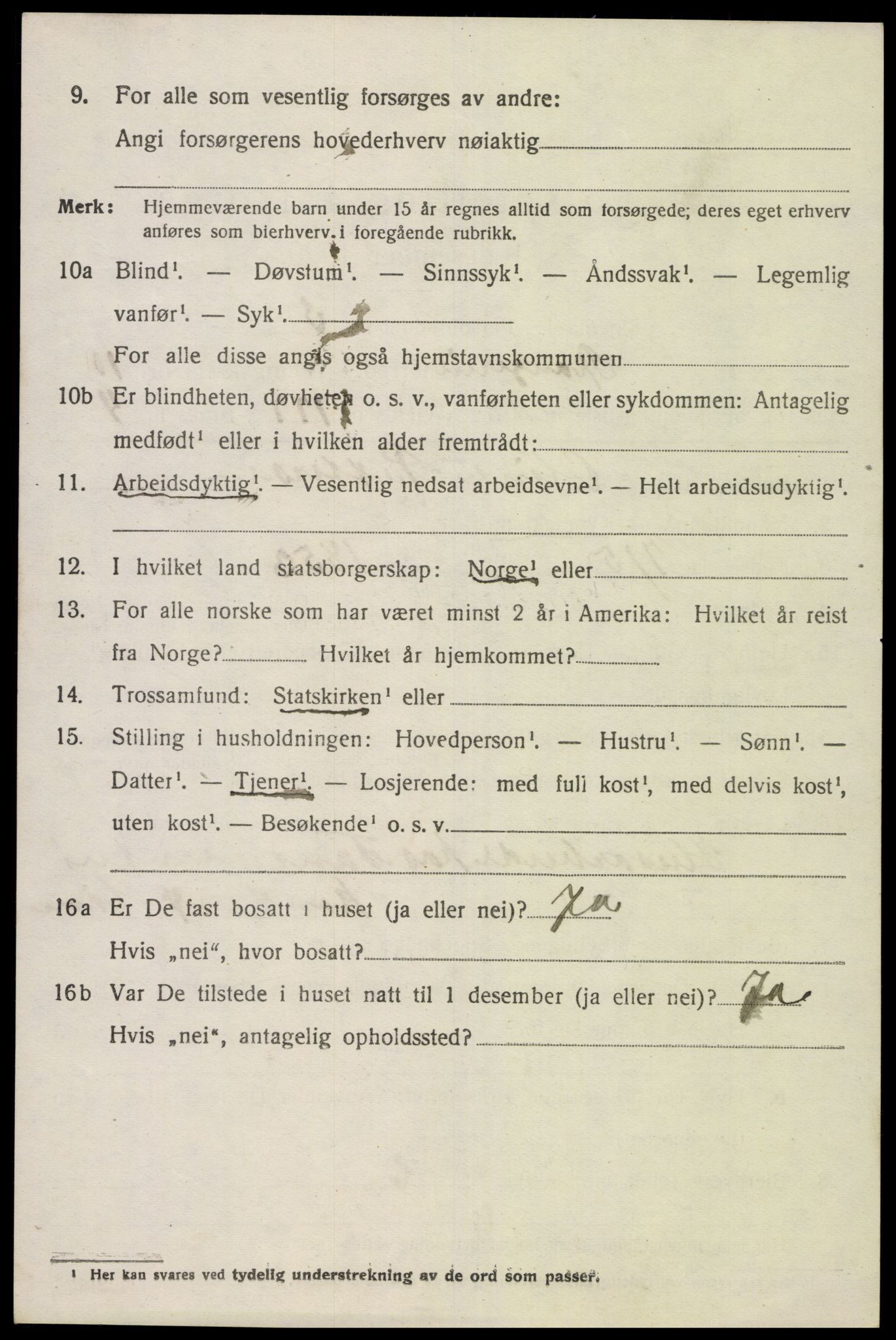 SAK, 1920 census for Spangereid, 1920, p. 3648