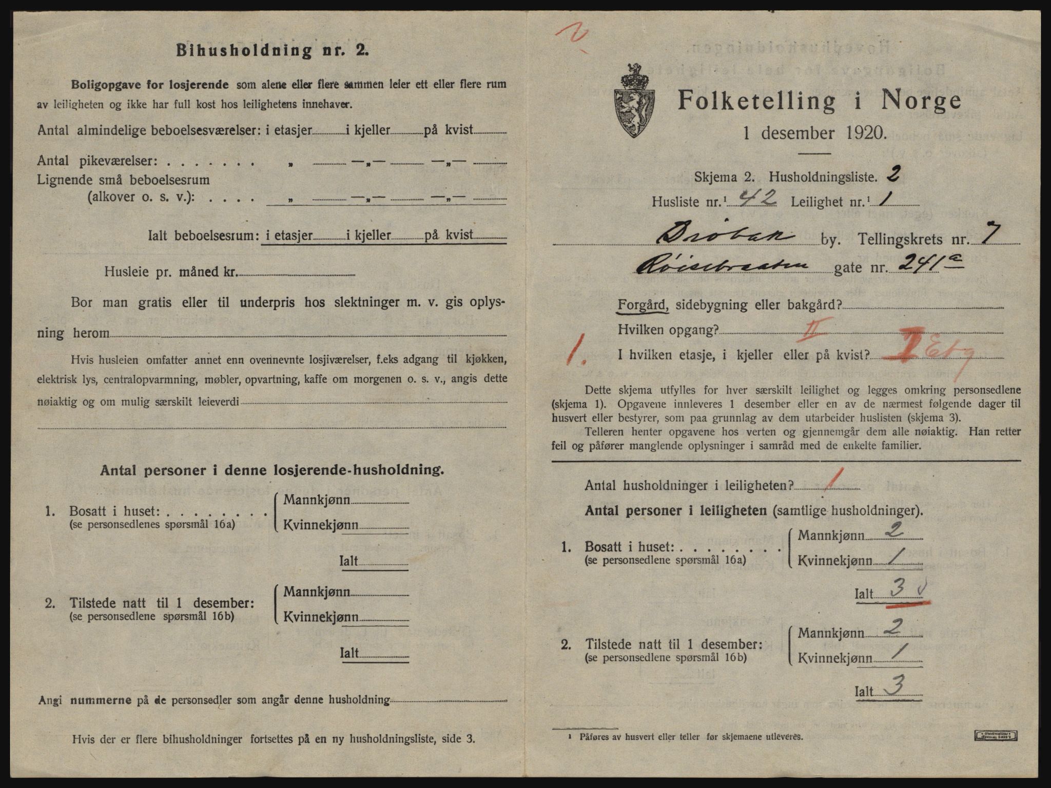 SAO, 1920 census for Drøbak, 1920, p. 1835