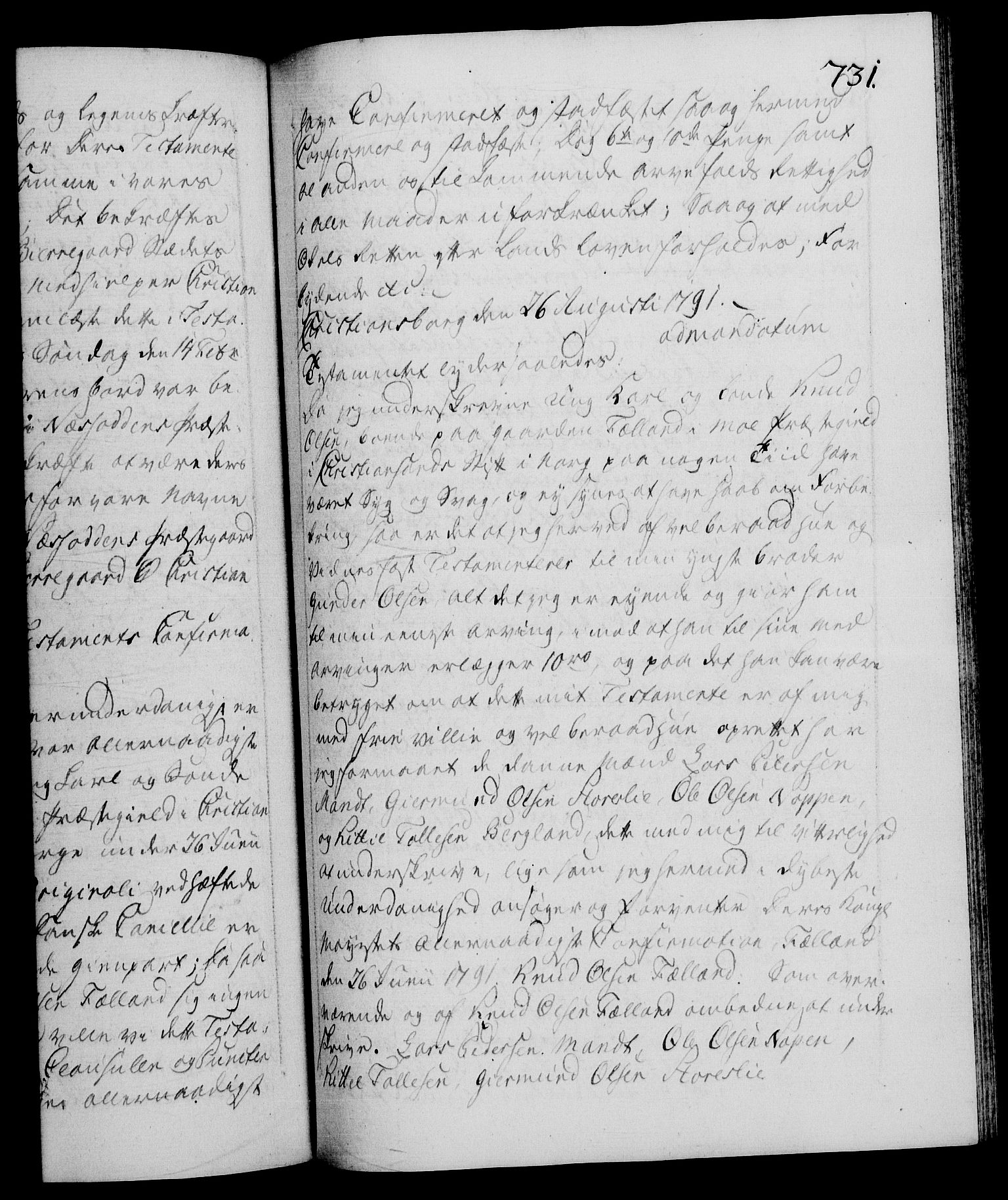 Danske Kanselli 1572-1799, RA/EA-3023/F/Fc/Fca/Fcaa/L0053: Norske registre, 1790-1791, p. 731a
