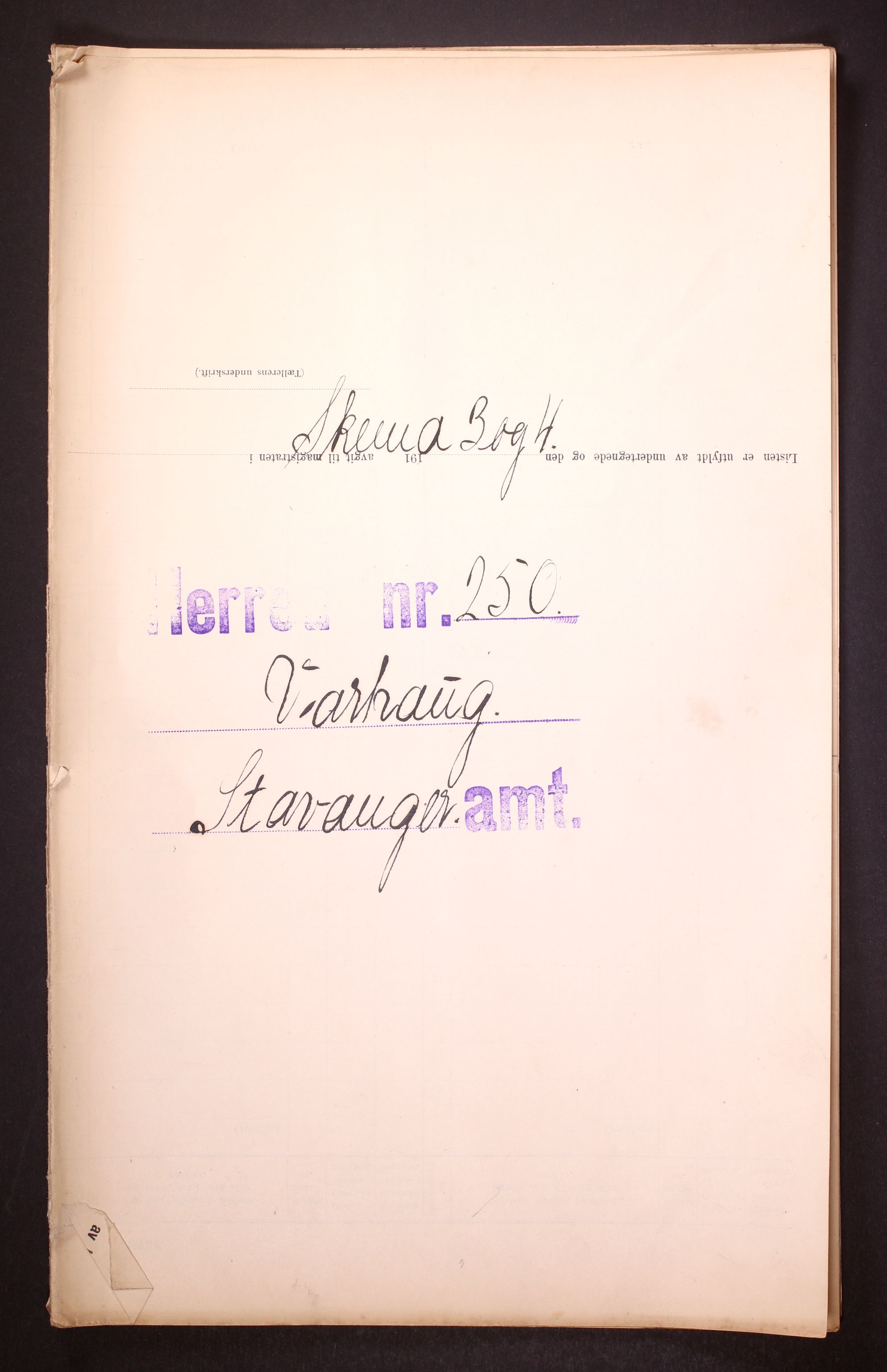 RA, 1910 census for Varhaug, 1910, p. 1