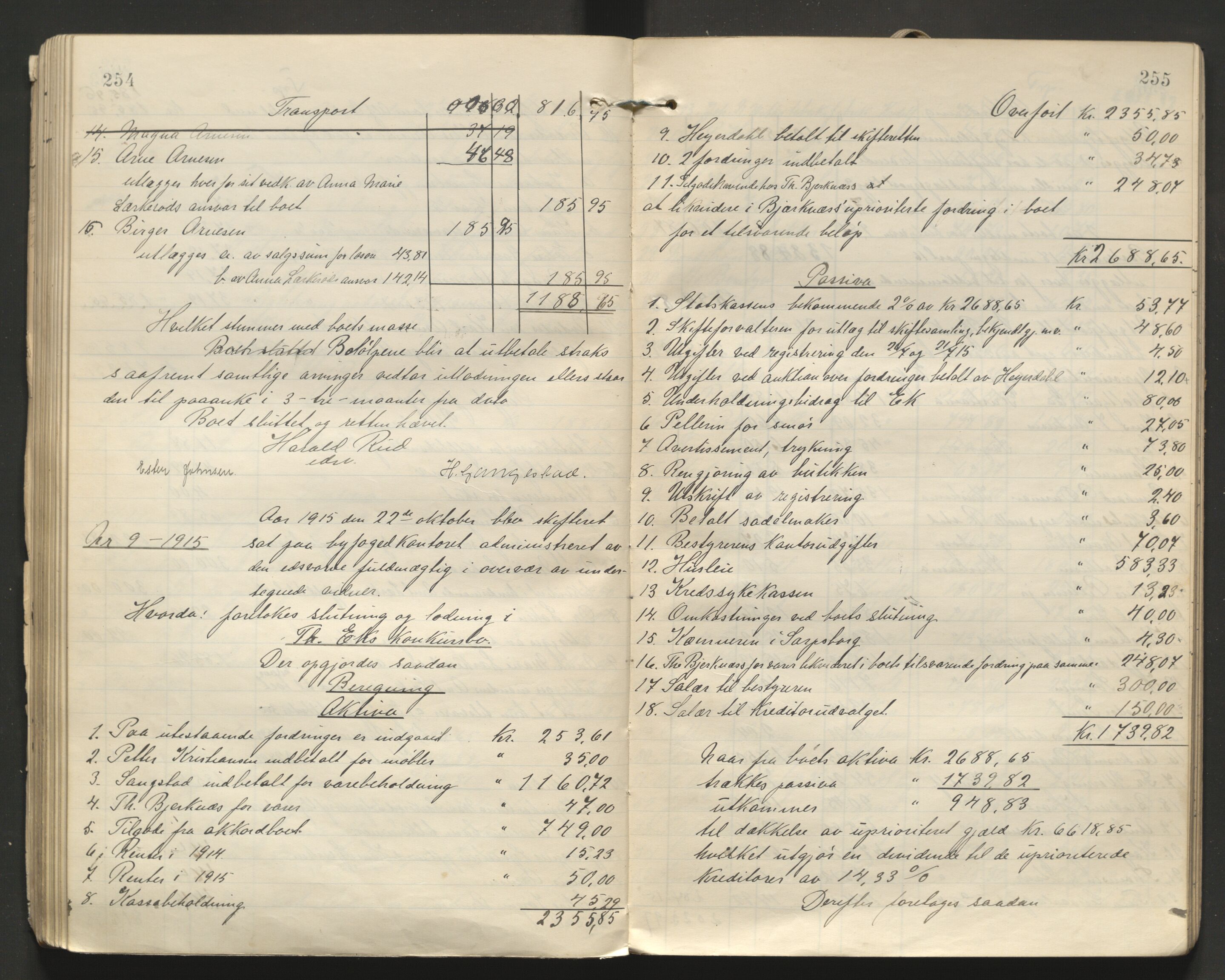 Sarpsborg byfogd, AV/SAO-A-10864/H/He/L0003: Skifteutlodningsprotokoll, 1906-1920, p. 254-255