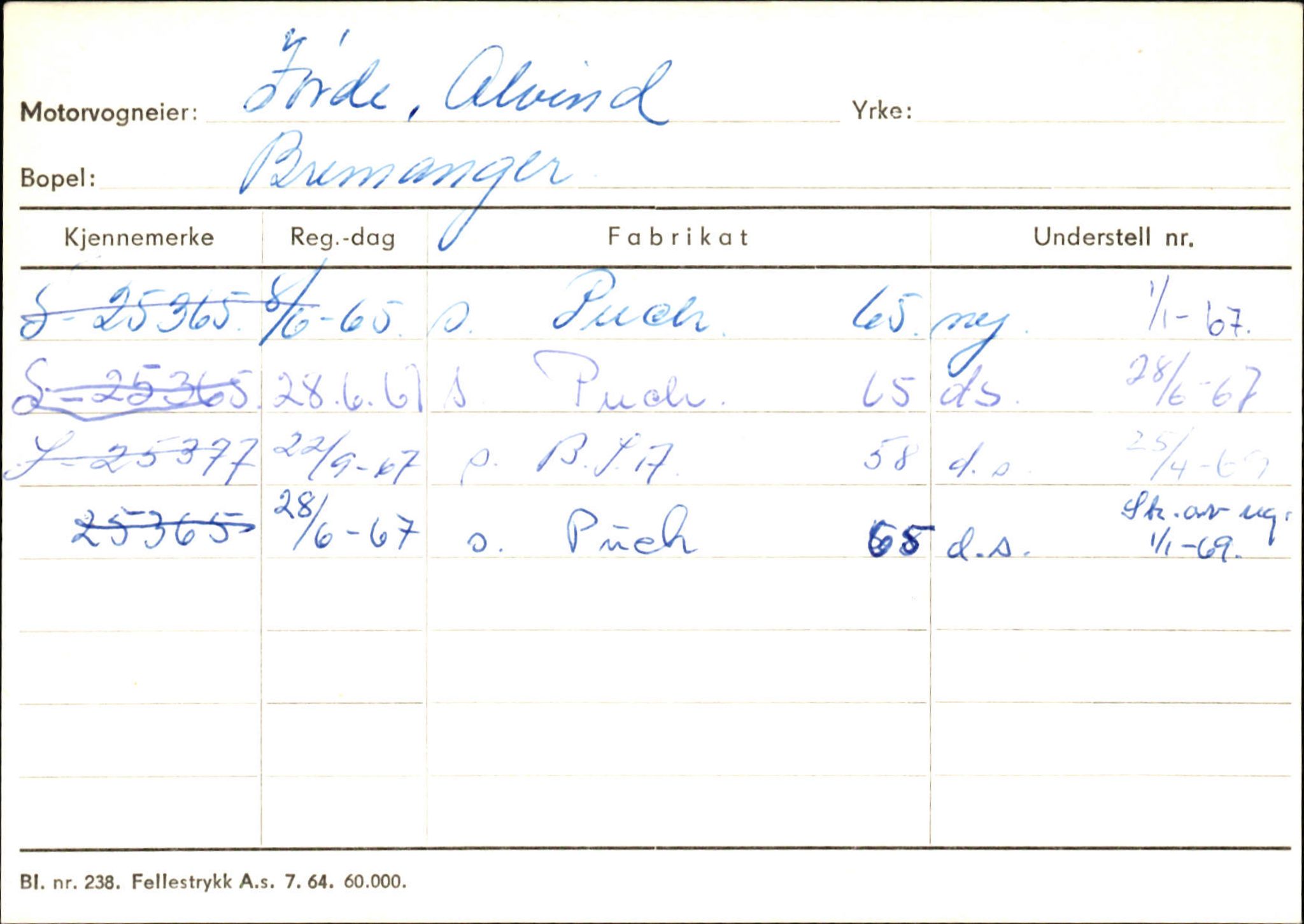 Statens vegvesen, Sogn og Fjordane vegkontor, AV/SAB-A-5301/4/F/L0133: Eigarregister Bremanger A-Å. Gaular A-H, 1945-1975, p. 435