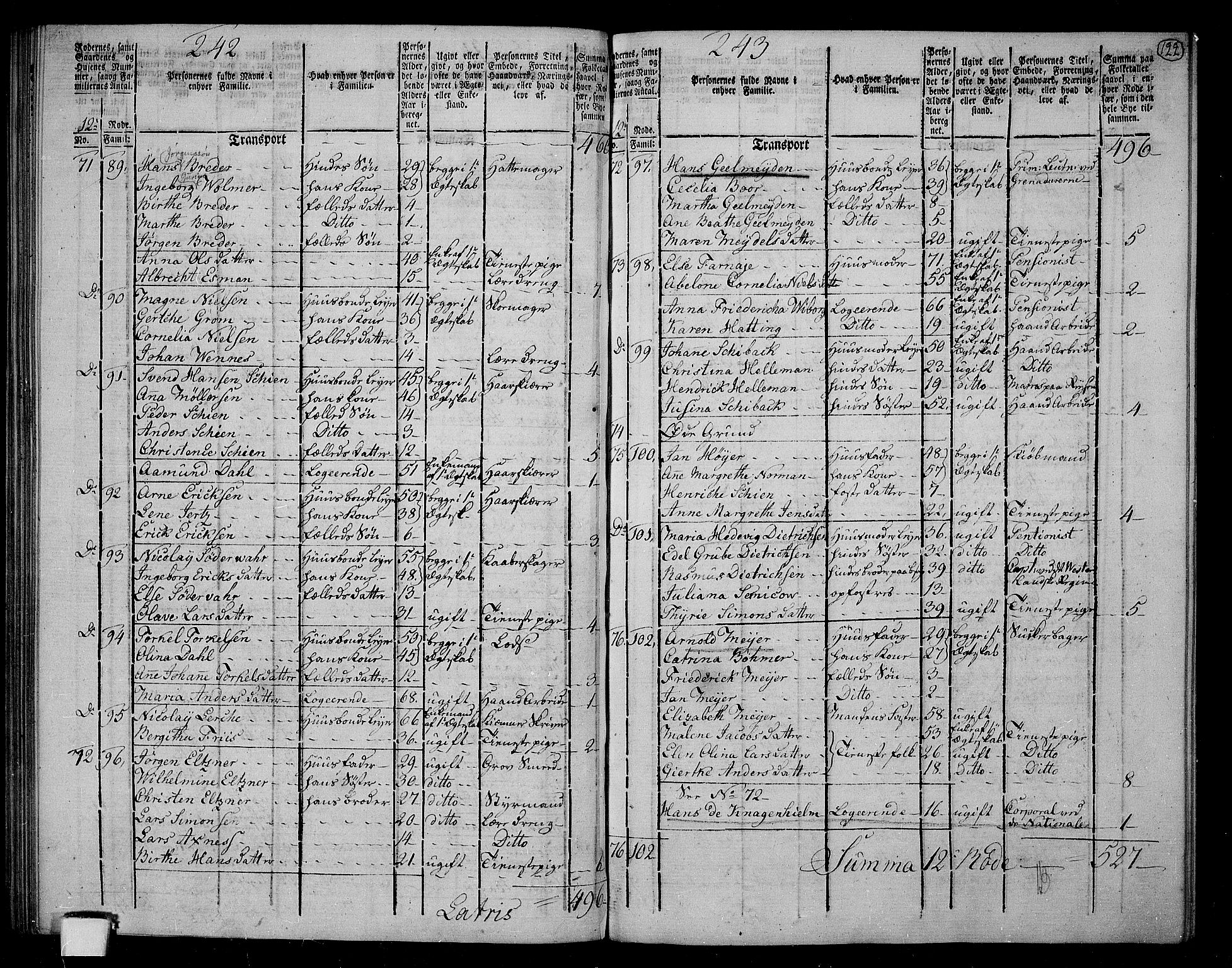 RA, 1801 census for 1301 Bergen, 1801, p. 121b-122a