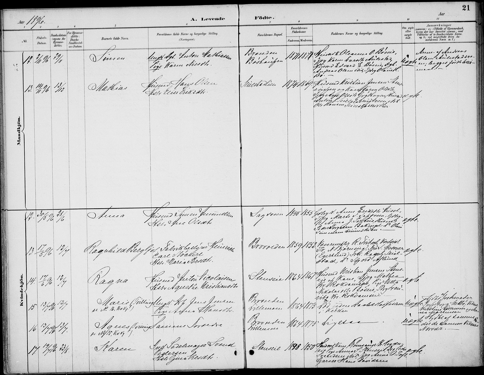 Østre Gausdal prestekontor, SAH/PREST-092/H/Ha/Haa/L0003: Parish register (official) no. 3, 1887-1901, p. 21