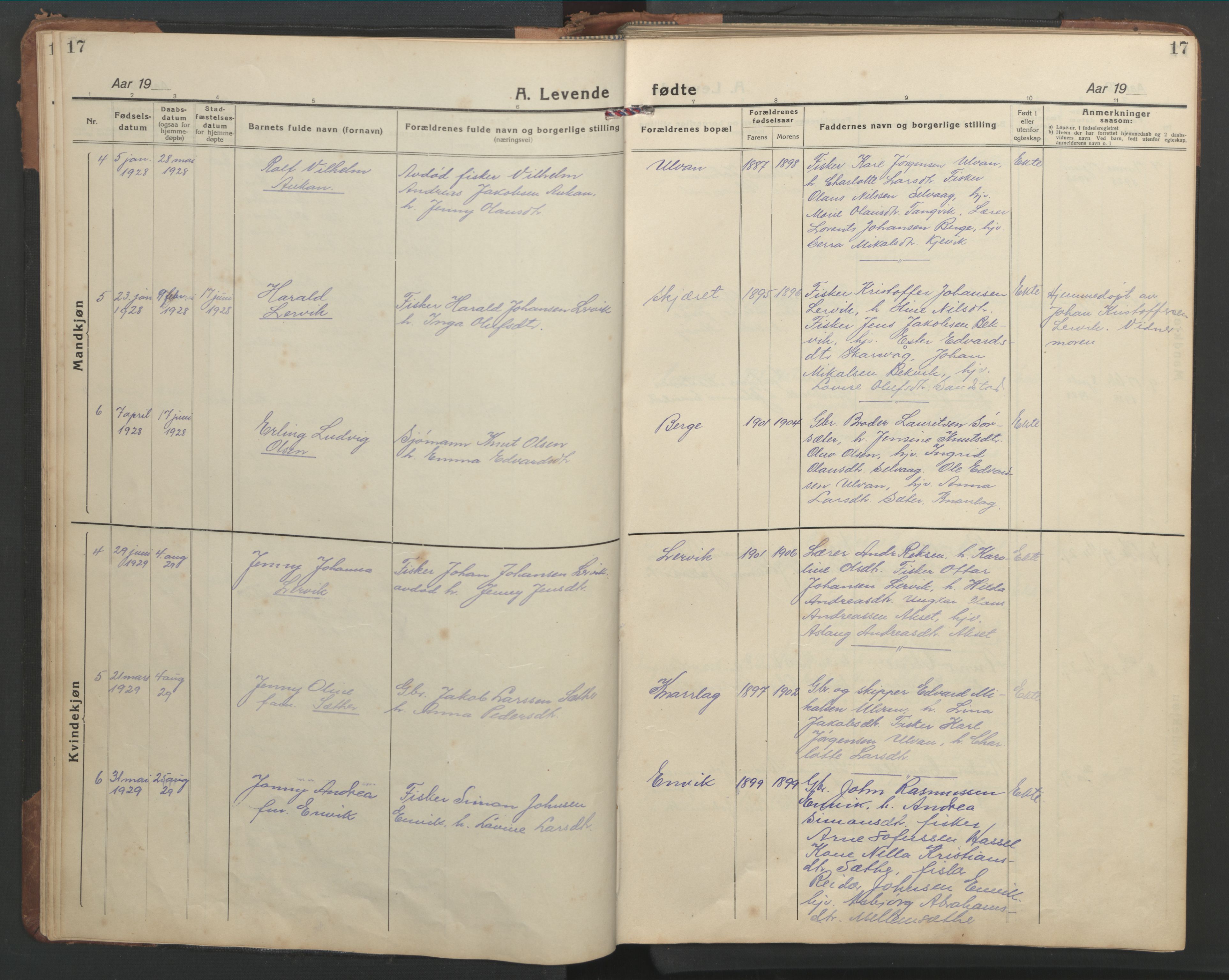 Ministerialprotokoller, klokkerbøker og fødselsregistre - Sør-Trøndelag, SAT/A-1456/638/L0569: Parish register (copy) no. 638C01, 1923-1961, p. 17