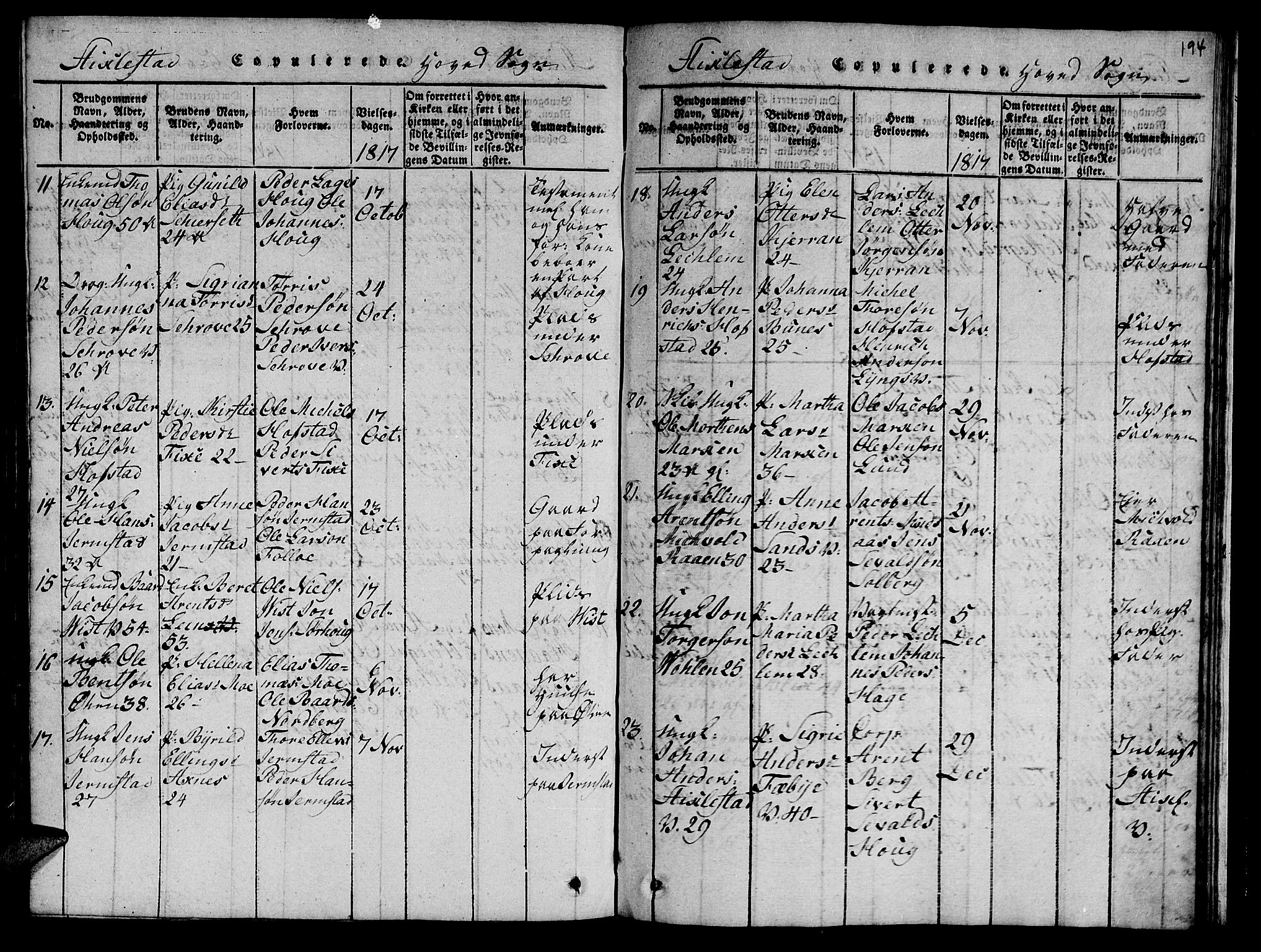 Ministerialprotokoller, klokkerbøker og fødselsregistre - Nord-Trøndelag, AV/SAT-A-1458/723/L0251: Parish register (copy) no. 723C01 /1, 1816-1831, p. 194