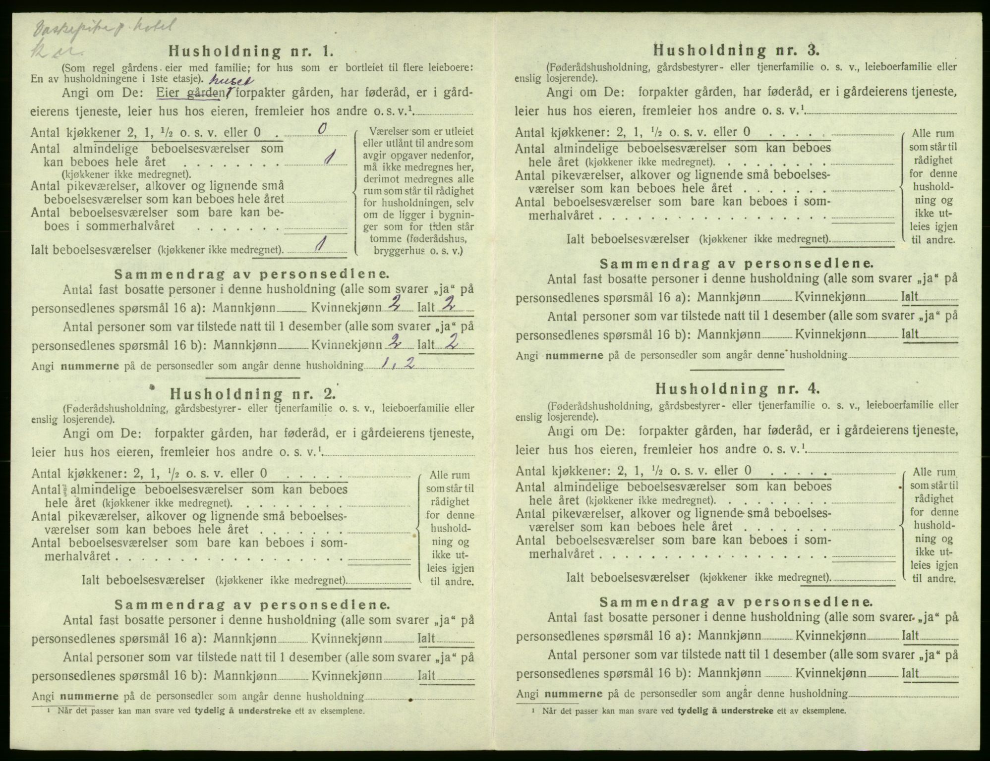 SAB, 1920 census for Røldal, 1920, p. 44