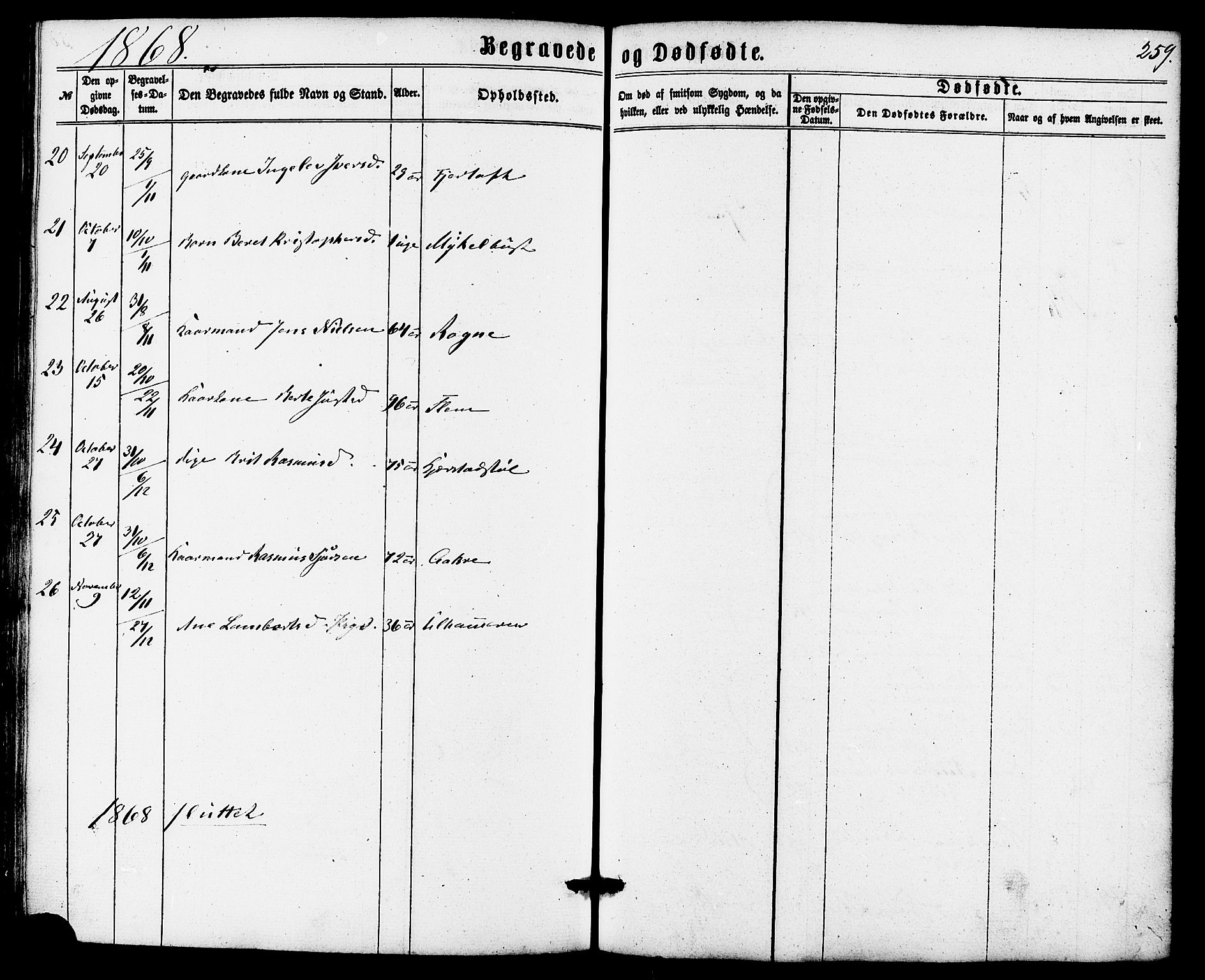 Ministerialprotokoller, klokkerbøker og fødselsregistre - Møre og Romsdal, SAT/A-1454/536/L0498: Parish register (official) no. 536A07, 1862-1875, p. 259