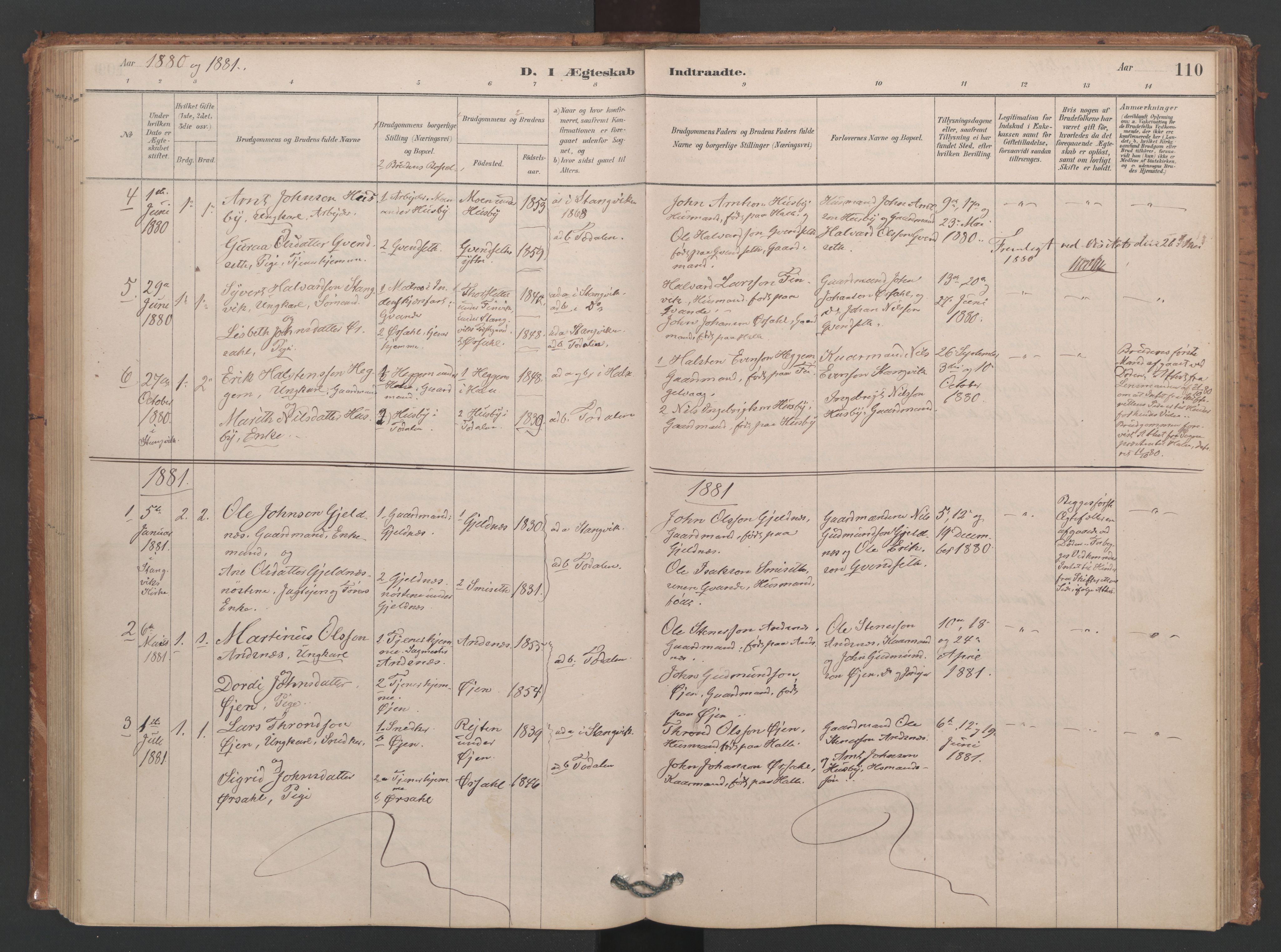 Ministerialprotokoller, klokkerbøker og fødselsregistre - Møre og Romsdal, AV/SAT-A-1454/593/L1034: Parish register (official) no. 593A01, 1879-1911, p. 110