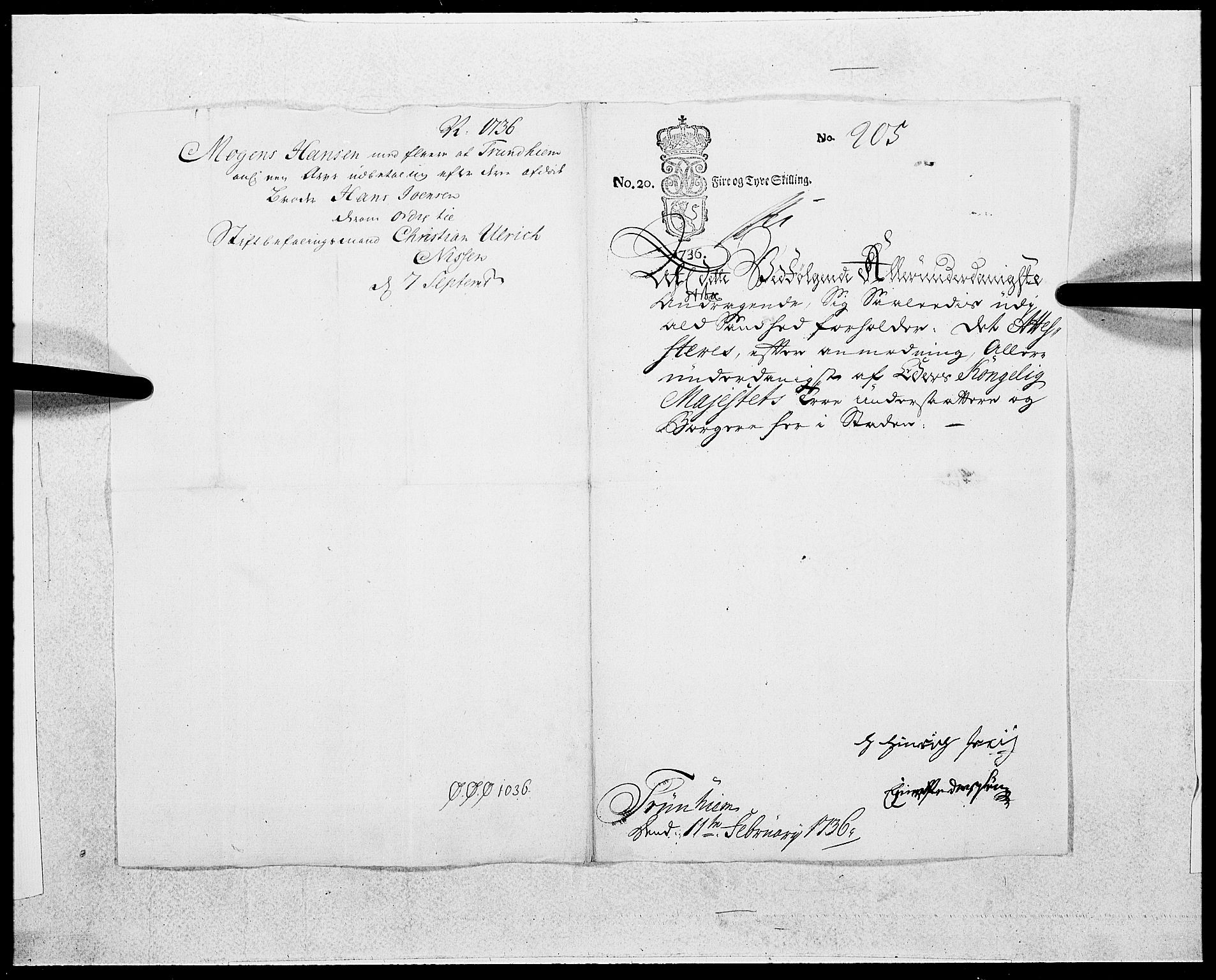 Danske Kanselli 1572-1799, AV/RA-EA-3023/F/Fc/Fcc/Fcca/L0123: Norske innlegg 1572-1799, 1736, p. 5