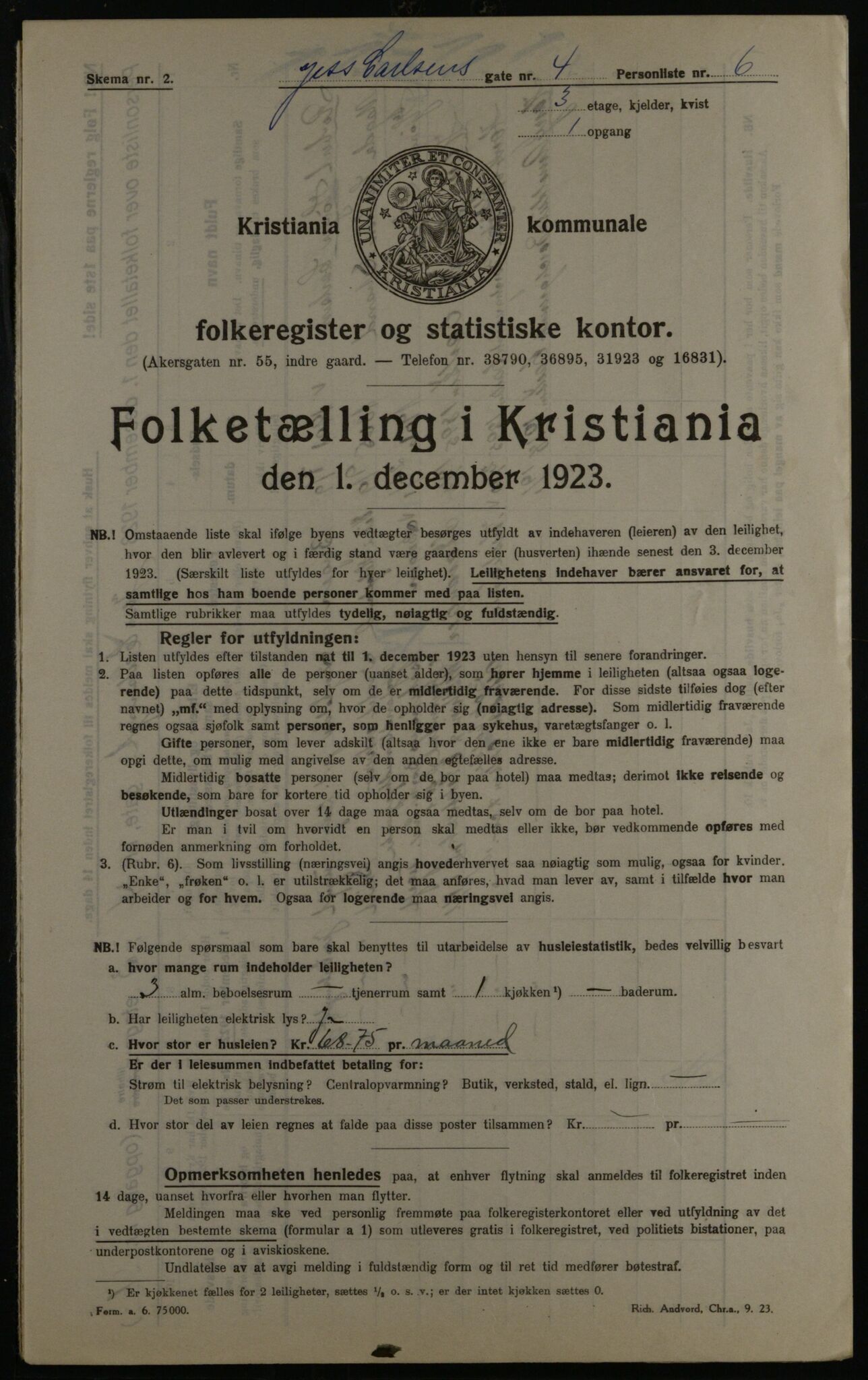 OBA, Municipal Census 1923 for Kristiania, 1923, p. 52625