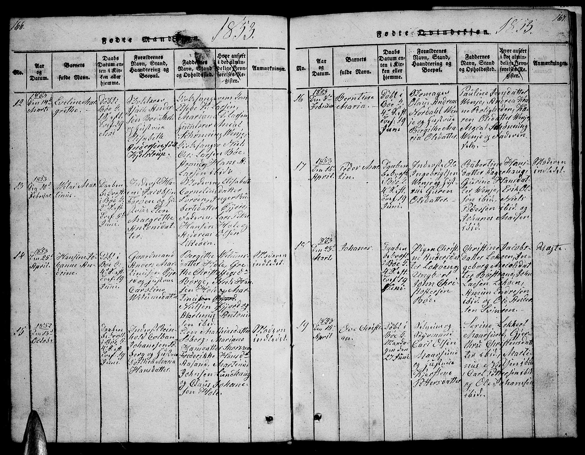 Ministerialprotokoller, klokkerbøker og fødselsregistre - Nordland, AV/SAT-A-1459/891/L1312: Parish register (copy) no. 891C01, 1820-1856, p. 166-167