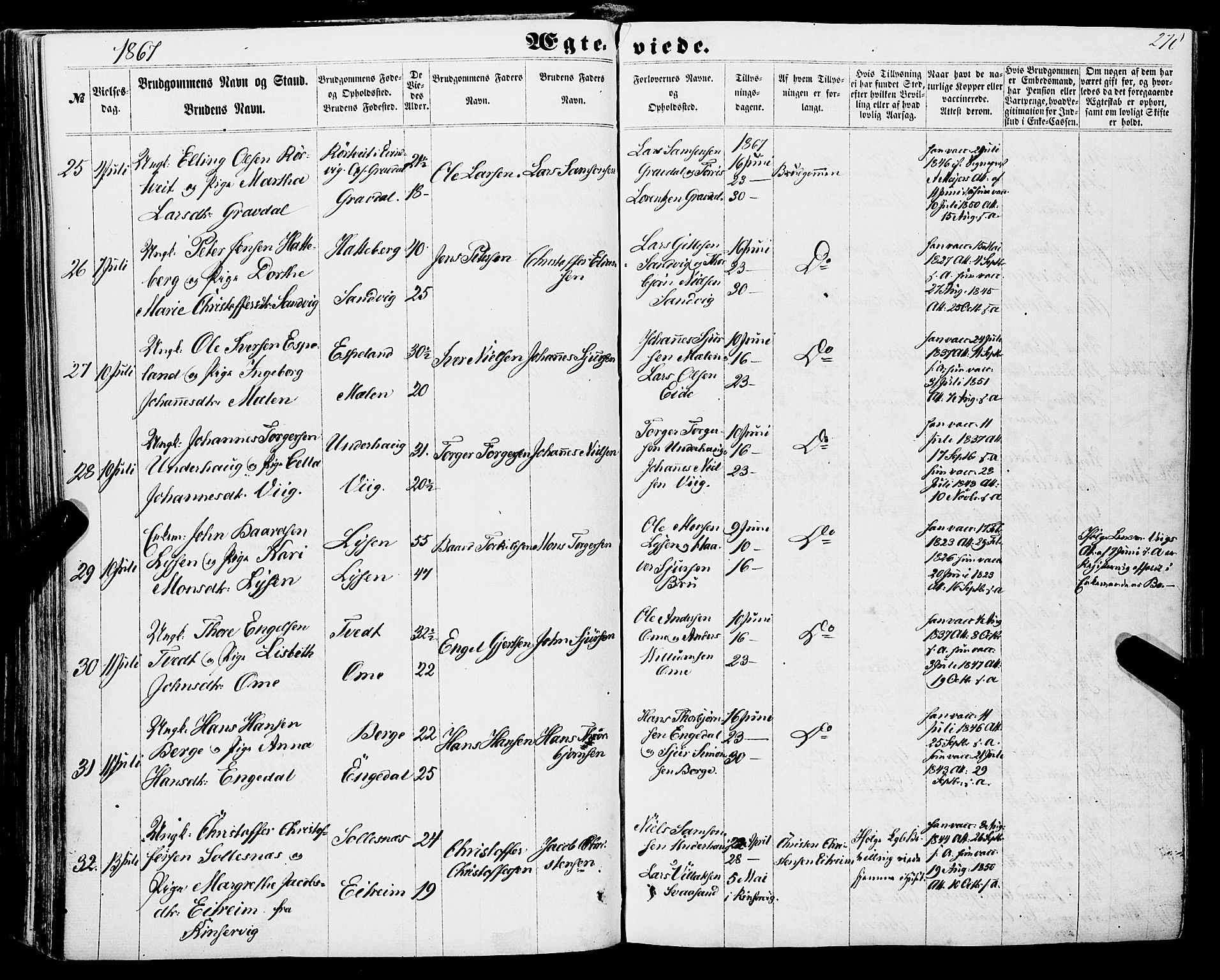 Strandebarm sokneprestembete, AV/SAB-A-78401/H/Haa: Parish register (official) no. A 8, 1858-1872, p. 278