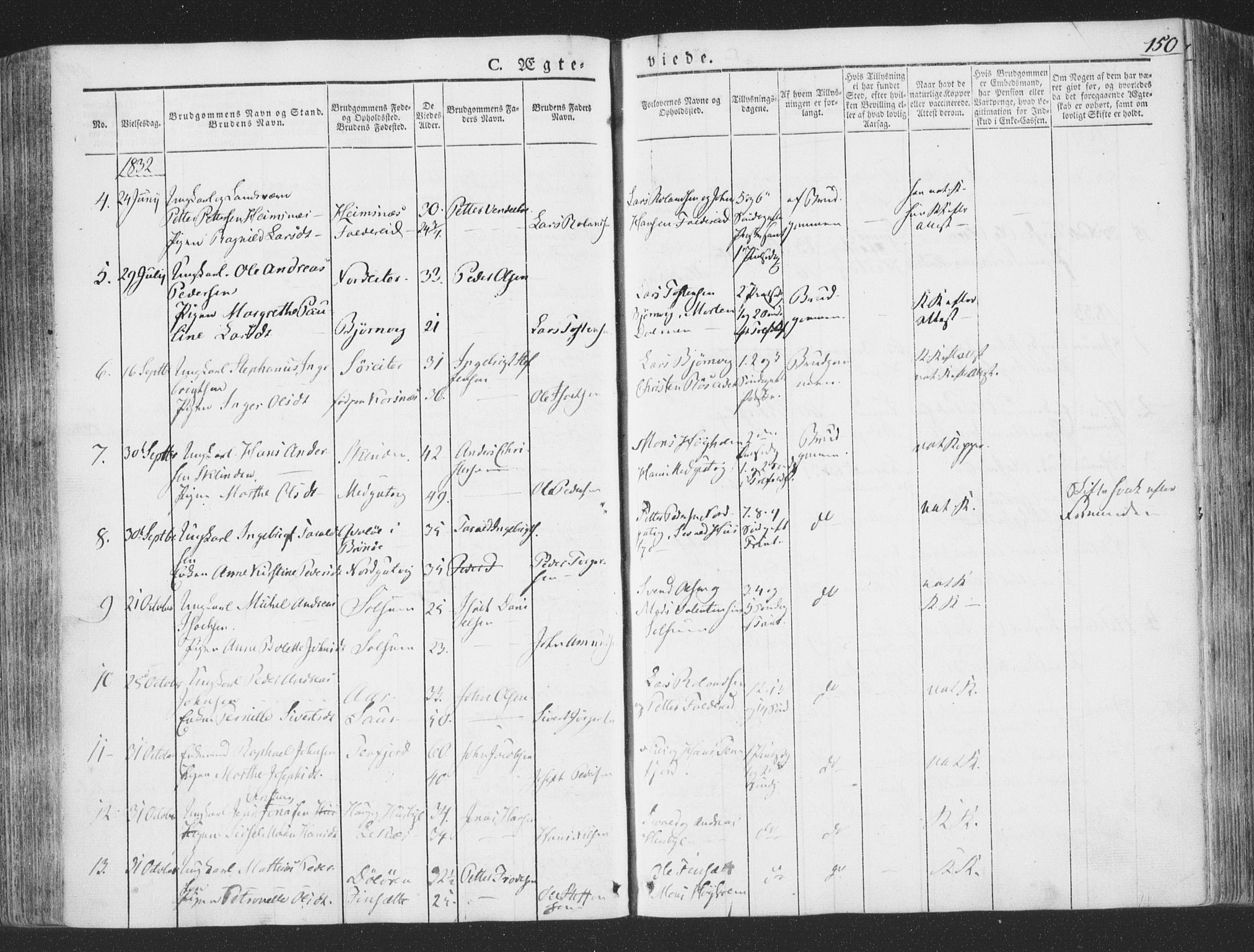 Ministerialprotokoller, klokkerbøker og fødselsregistre - Nord-Trøndelag, AV/SAT-A-1458/780/L0639: Parish register (official) no. 780A04, 1830-1844, p. 150