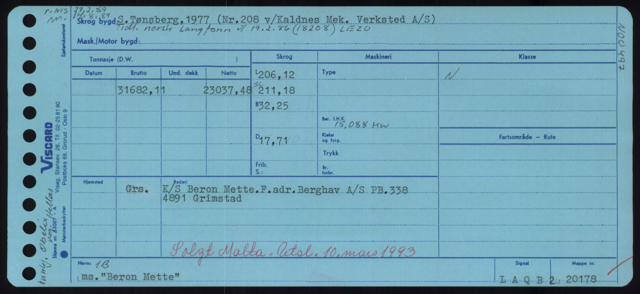 Sjøfartsdirektoratet med forløpere, Skipsmålingen, AV/RA-S-1627/H/Hd/L0003: Fartøy, B-Bev, p. 889