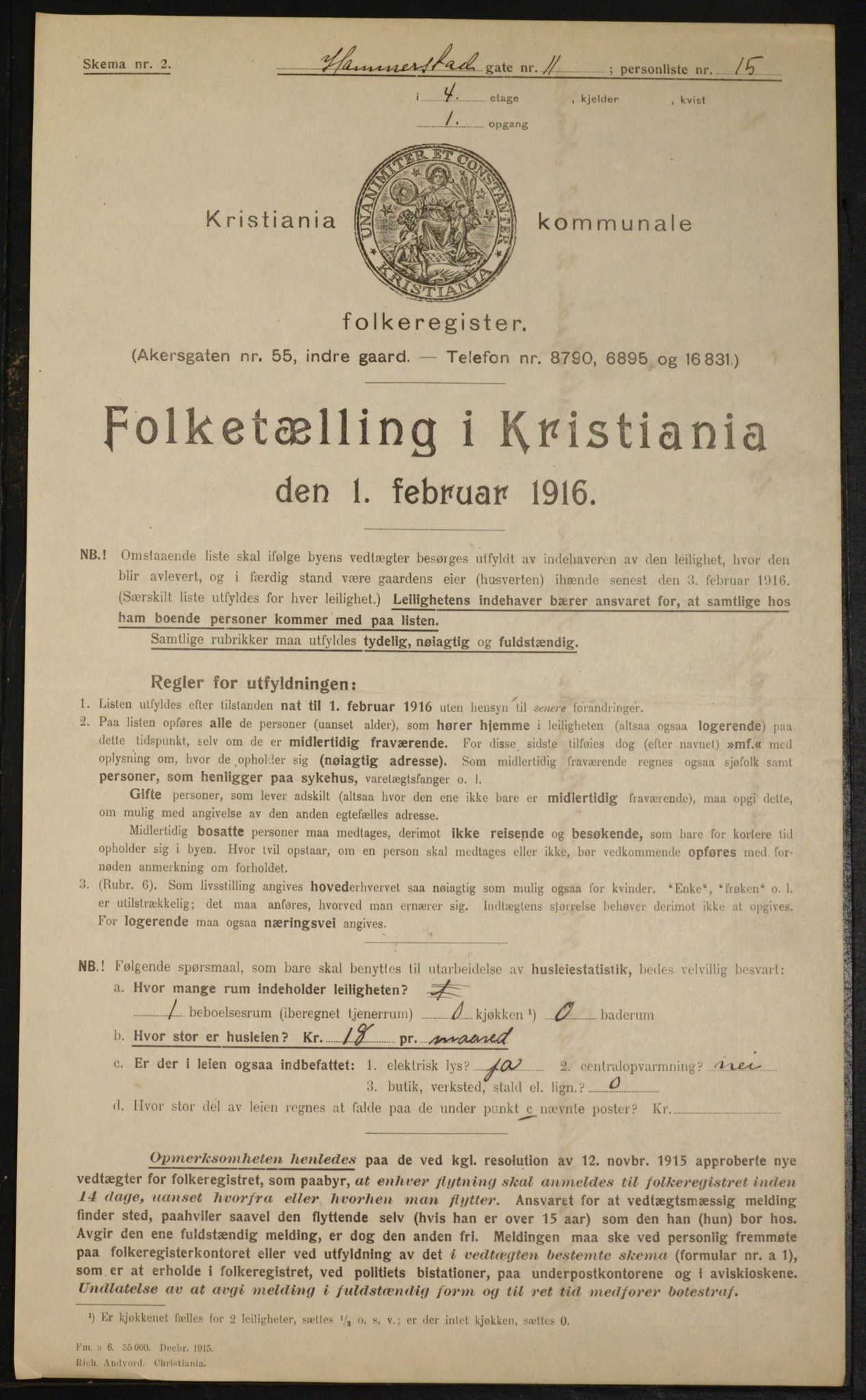 OBA, Municipal Census 1916 for Kristiania, 1916, p. 35315