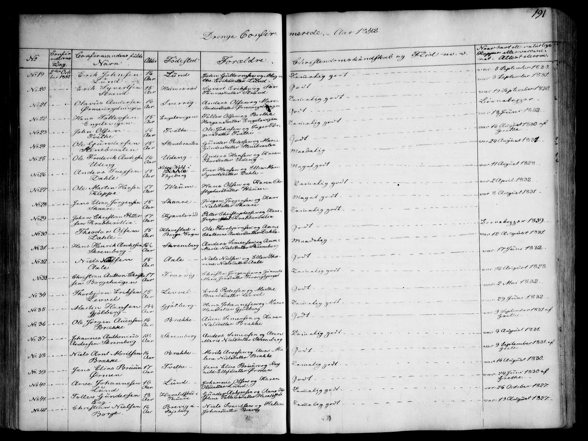 Onsøy prestekontor Kirkebøker, AV/SAO-A-10914/F/Fa/L0003: Parish register (official) no. I 3, 1841-1860, p. 191