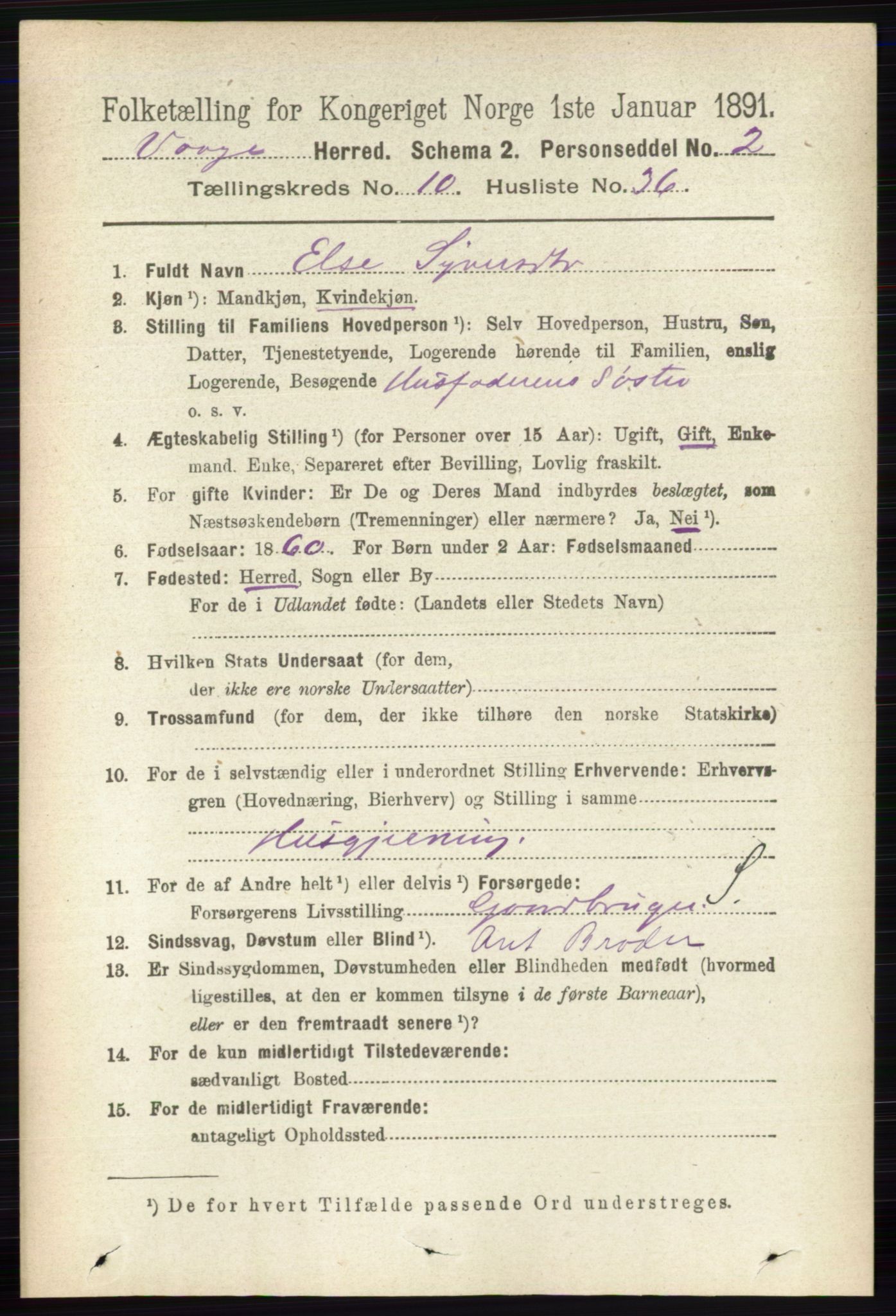 RA, 1891 census for 0515 Vågå, 1891, p. 6466