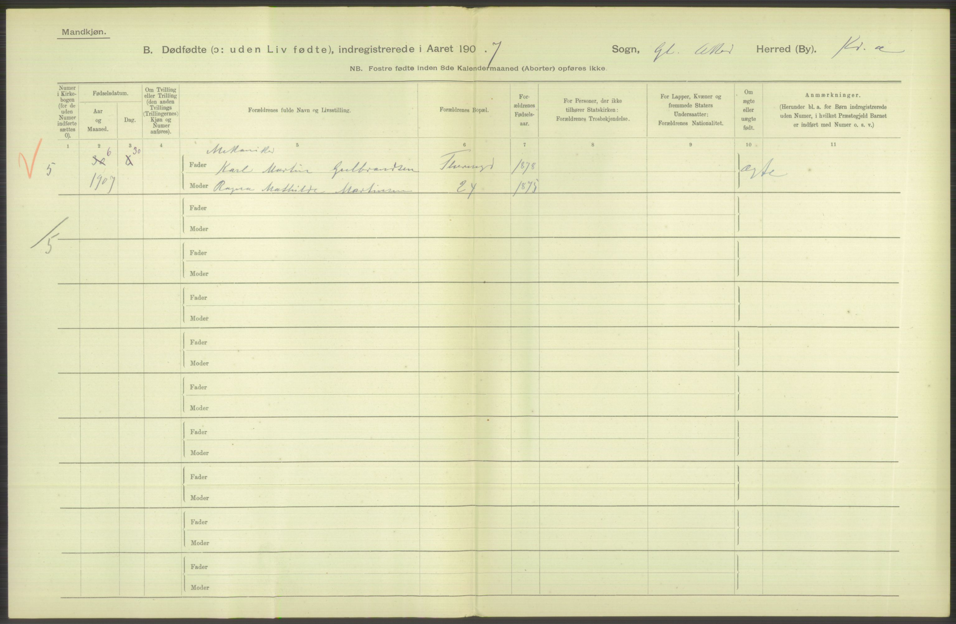 Statistisk sentralbyrå, Sosiodemografiske emner, Befolkning, AV/RA-S-2228/D/Df/Dfa/Dfae/L0010: Kristiania: Døde, dødfødte, 1907, p. 60