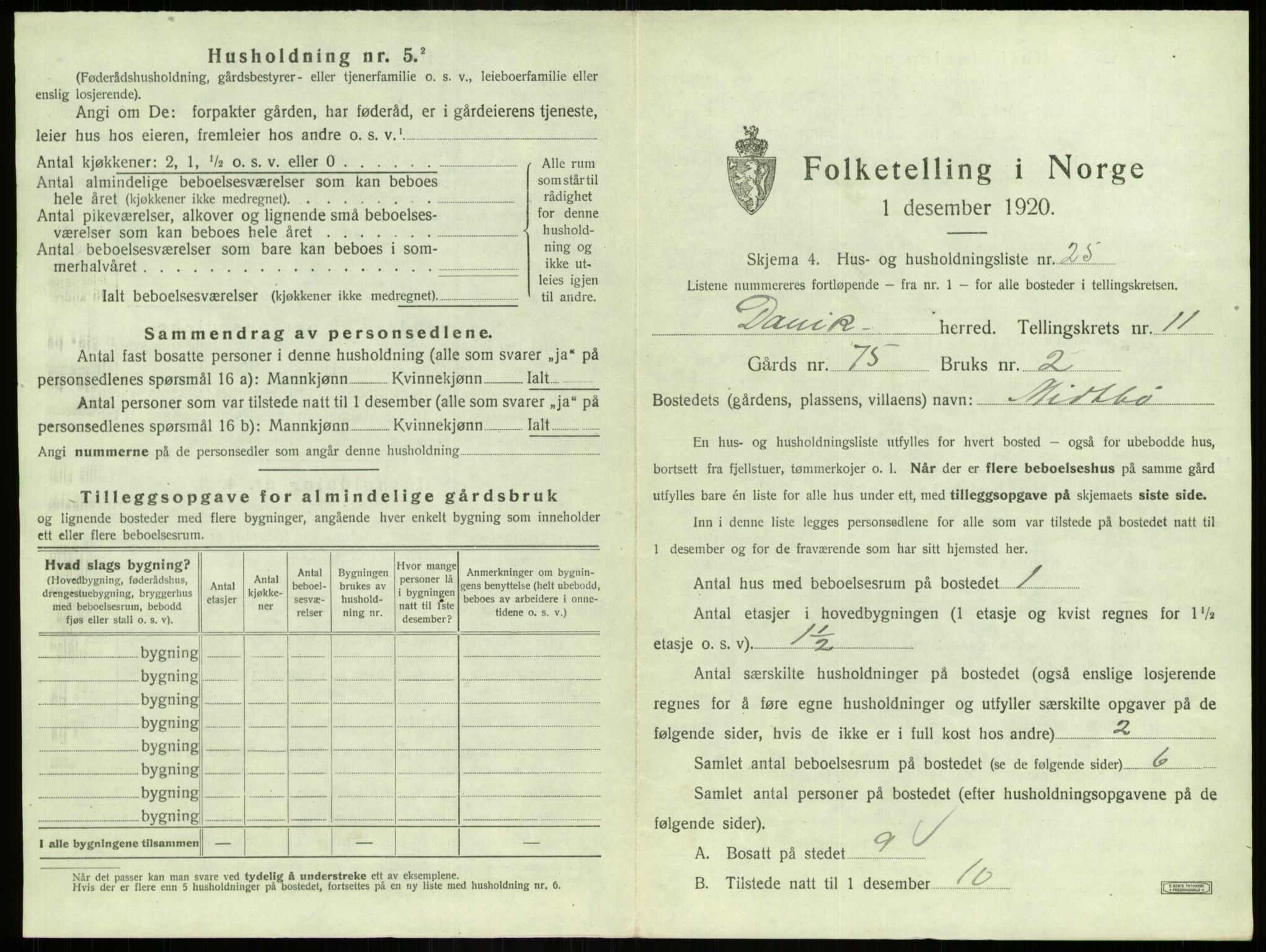 SAB, 1920 census for Davik, 1920, p. 780