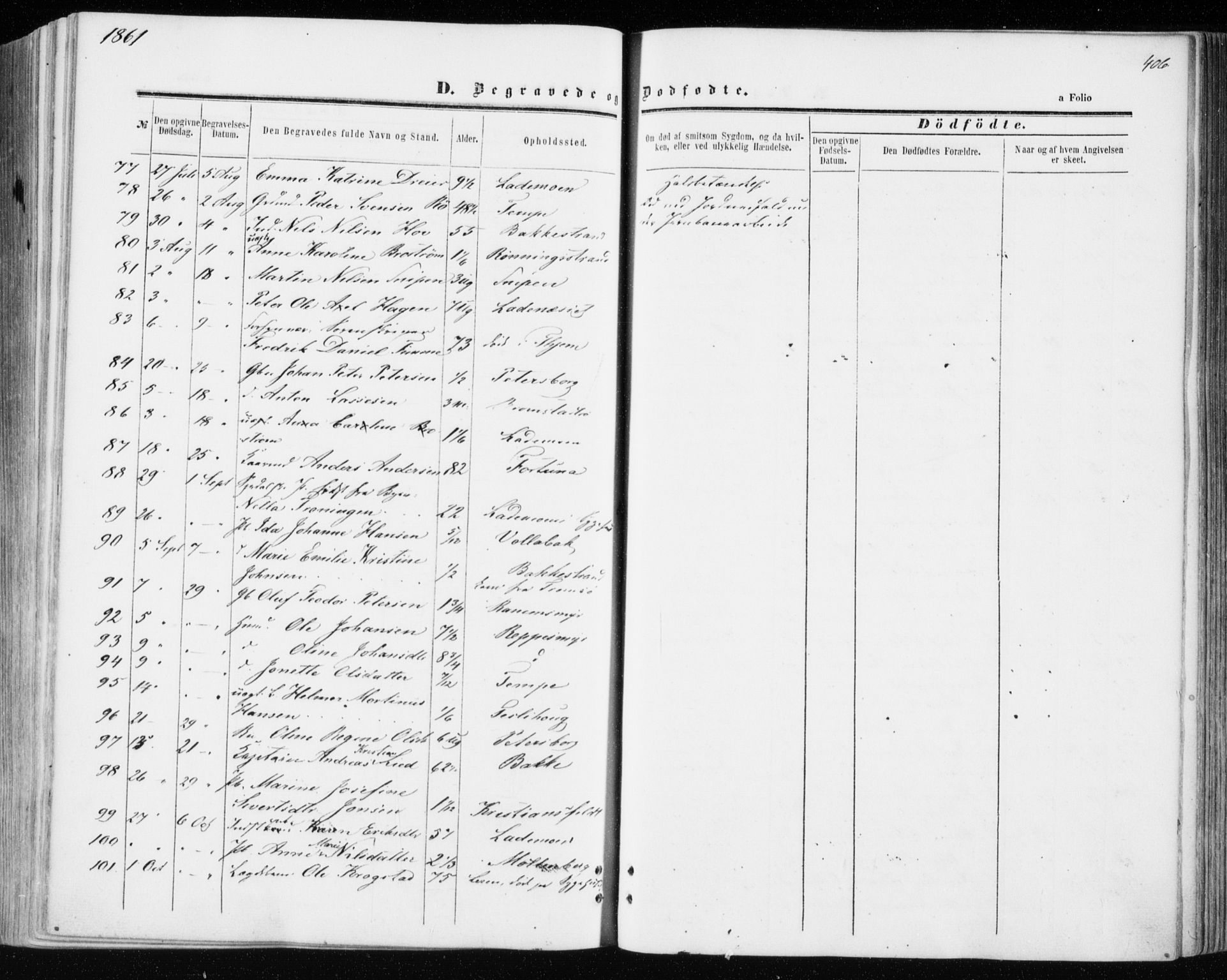 Ministerialprotokoller, klokkerbøker og fødselsregistre - Sør-Trøndelag, AV/SAT-A-1456/606/L0292: Parish register (official) no. 606A07, 1856-1865, p. 406